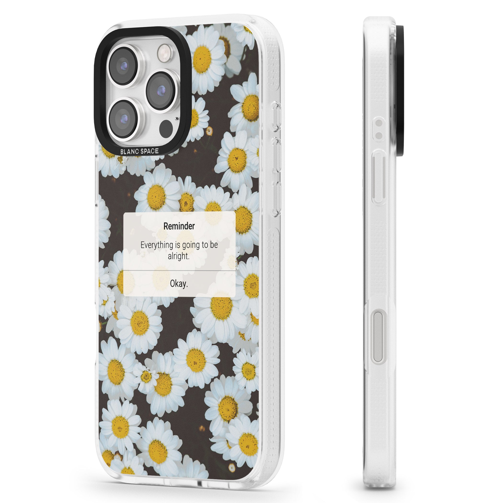 "Everything will be alright" iPhone Reminder iPhone 16 Pro Max / 16 Pro Clear Case Impact Air - Blanc Space