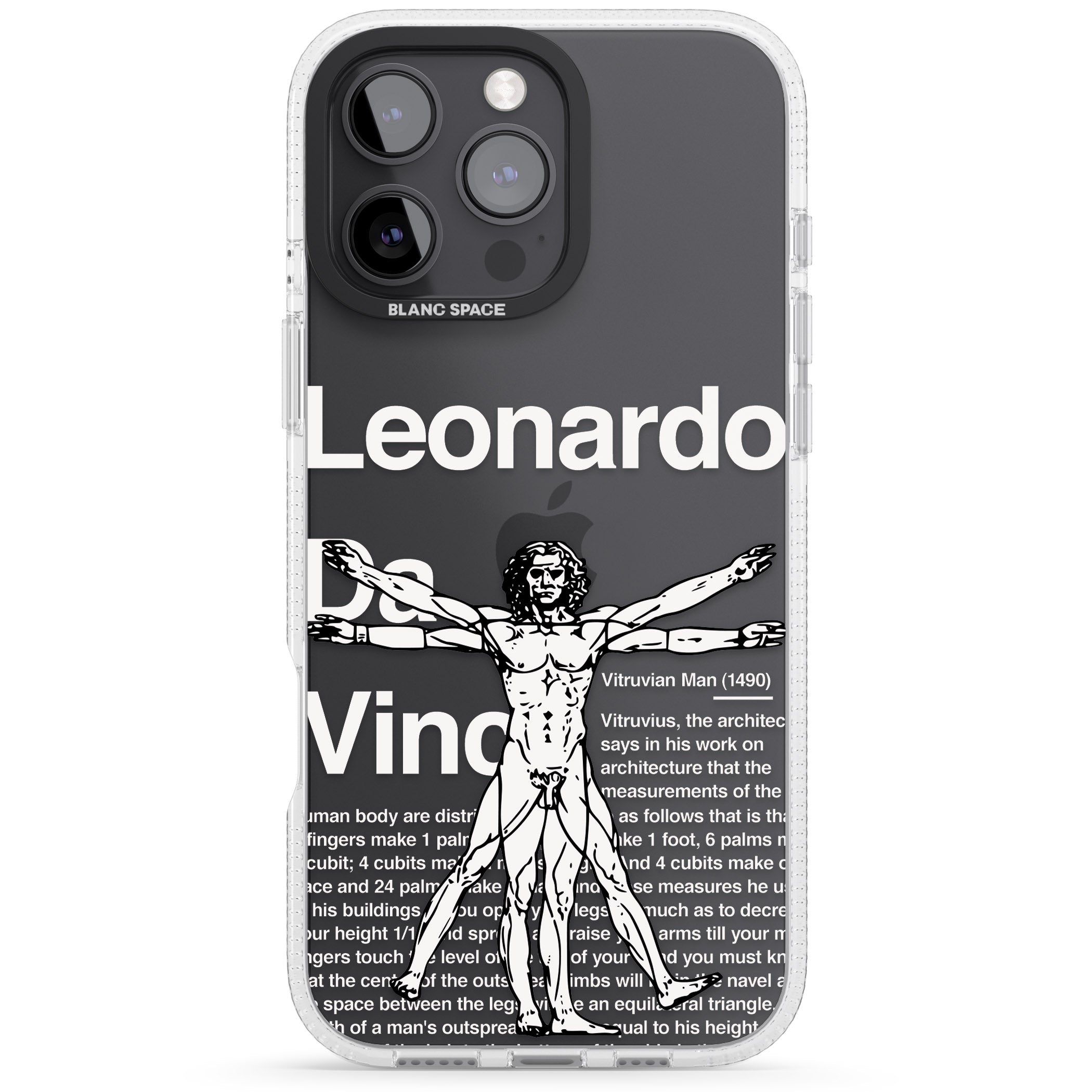 Vitruvian Man iPhone 16 Pro Max / 16 Pro Clear Case Impact Air - Blanc Space
