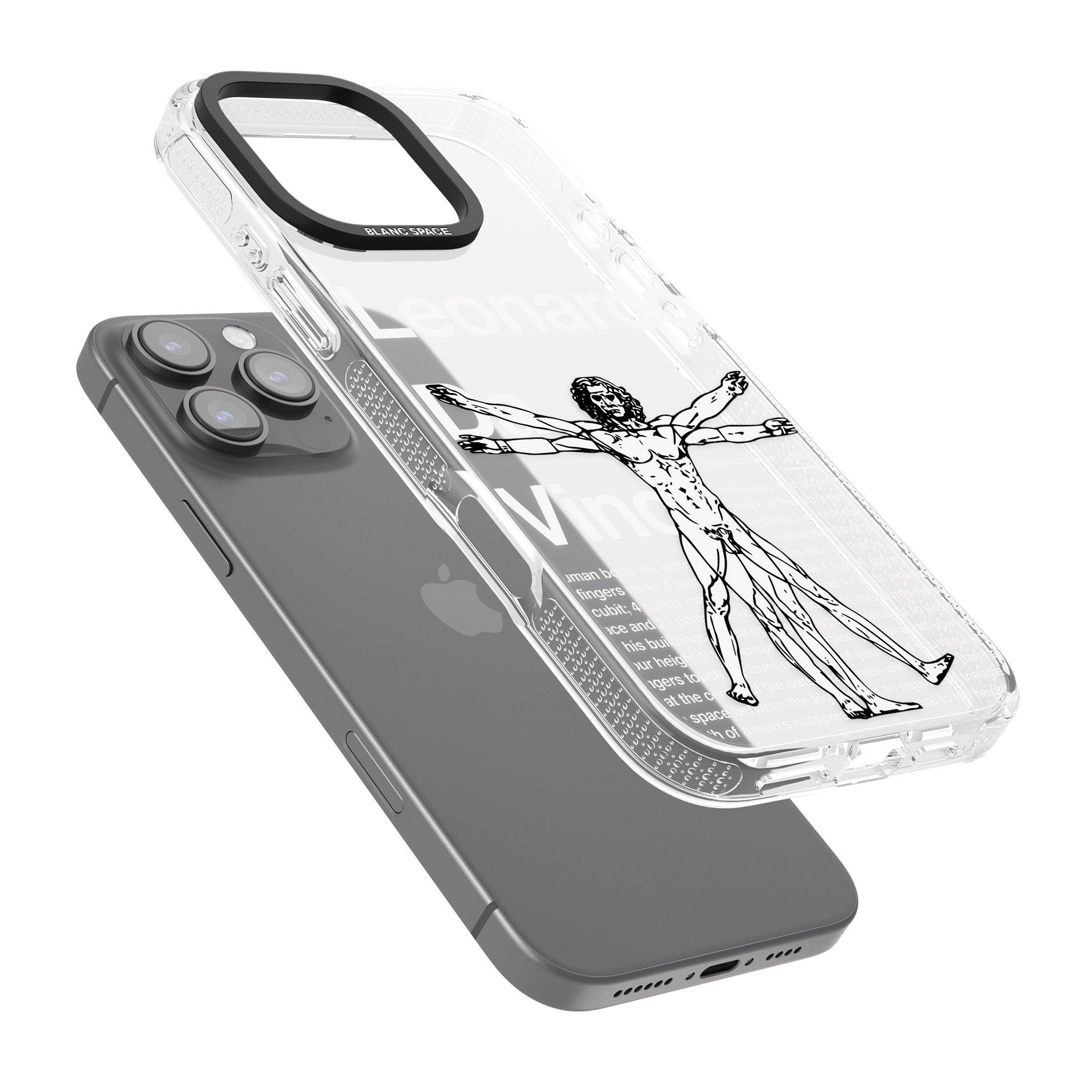 Vitruvian Man iPhone 16 Pro Max / 16 Pro Clear Case Impact Air - Blanc Space