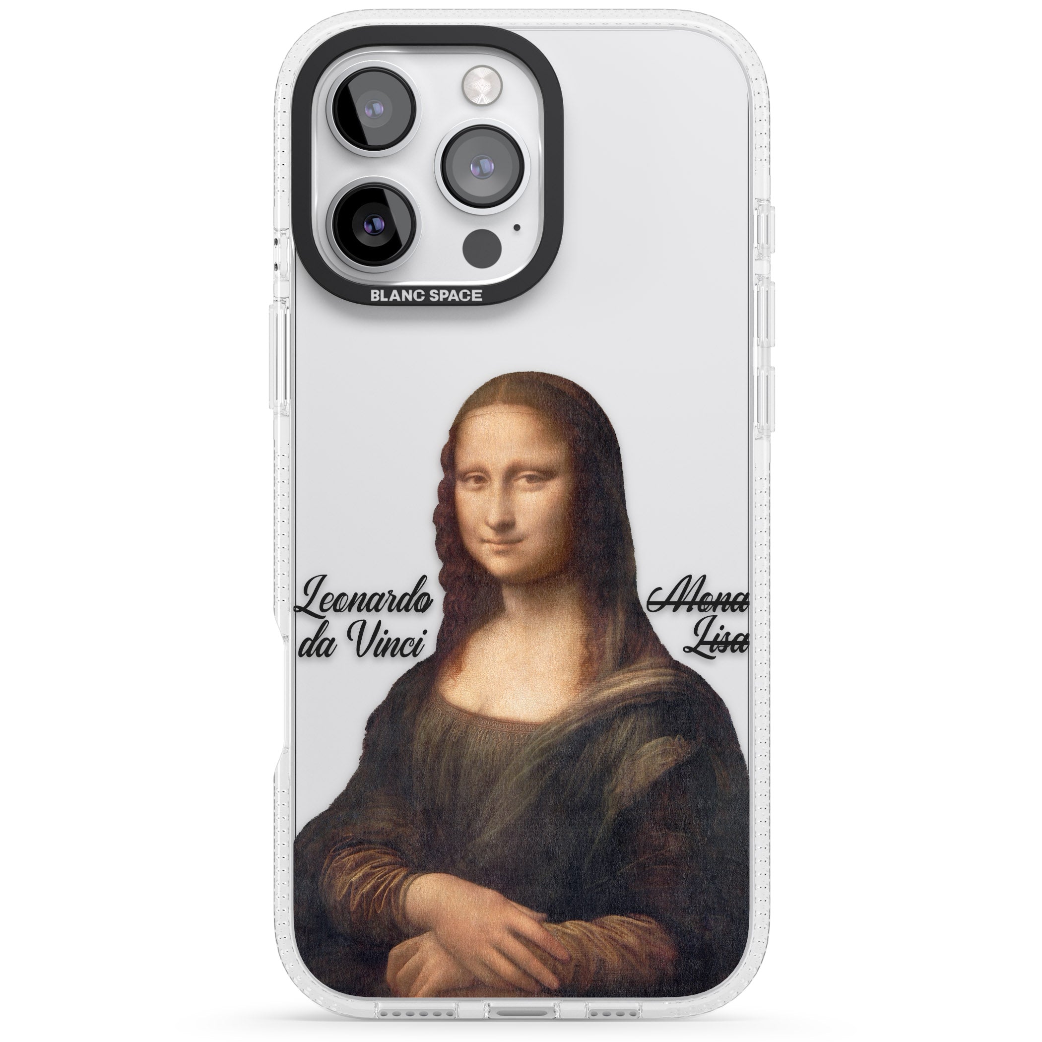Mona Lisa Cutout iPhone 16 Pro Max / 16 Pro Clear Case Impact Air - Blanc Space