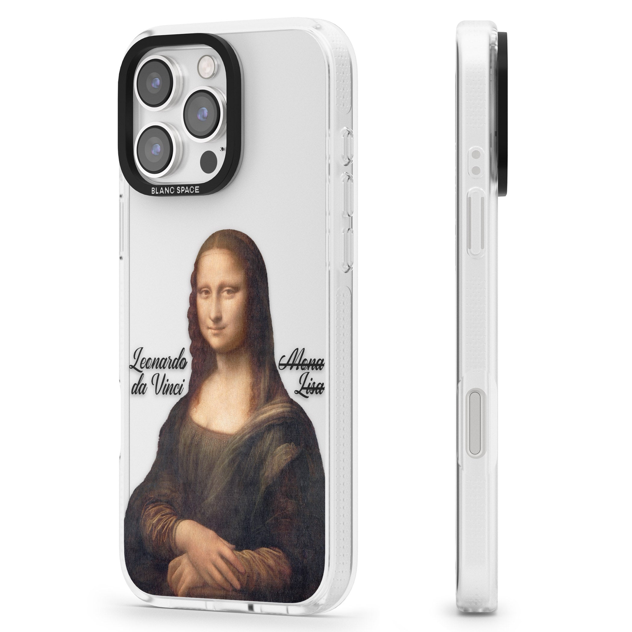 Mona Lisa Cutout iPhone 16 Pro Max / 16 Pro Clear Case Impact Air - Blanc Space