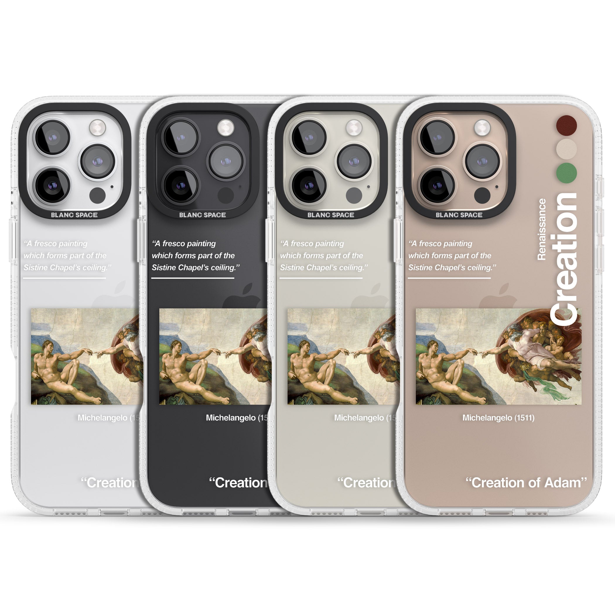 Creation of Adam - Michelangelo iPhone 16 Pro Max / 16 Pro Clear Case Impact Air - Blanc Space