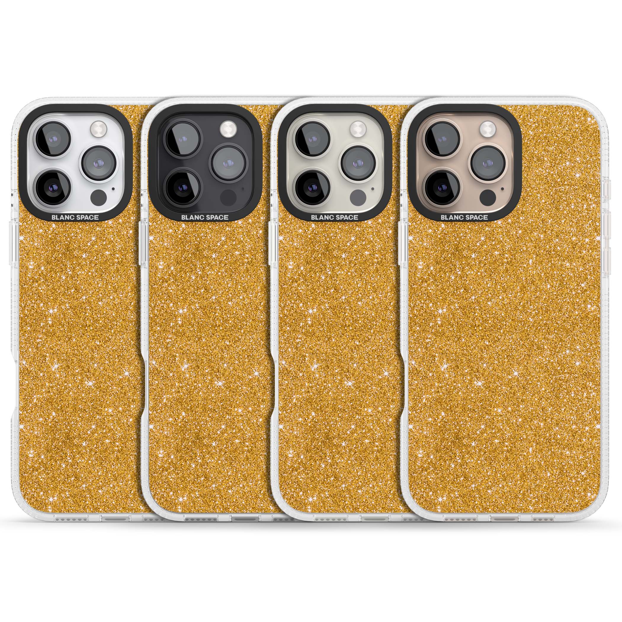 Gold Glitter gold glitter iPhone case featuring a shimmering sparkle wallpaper design in luxury gold | Clear Case Impact Air case for iPhone 16 Pro, iPhone 16 Pro Max