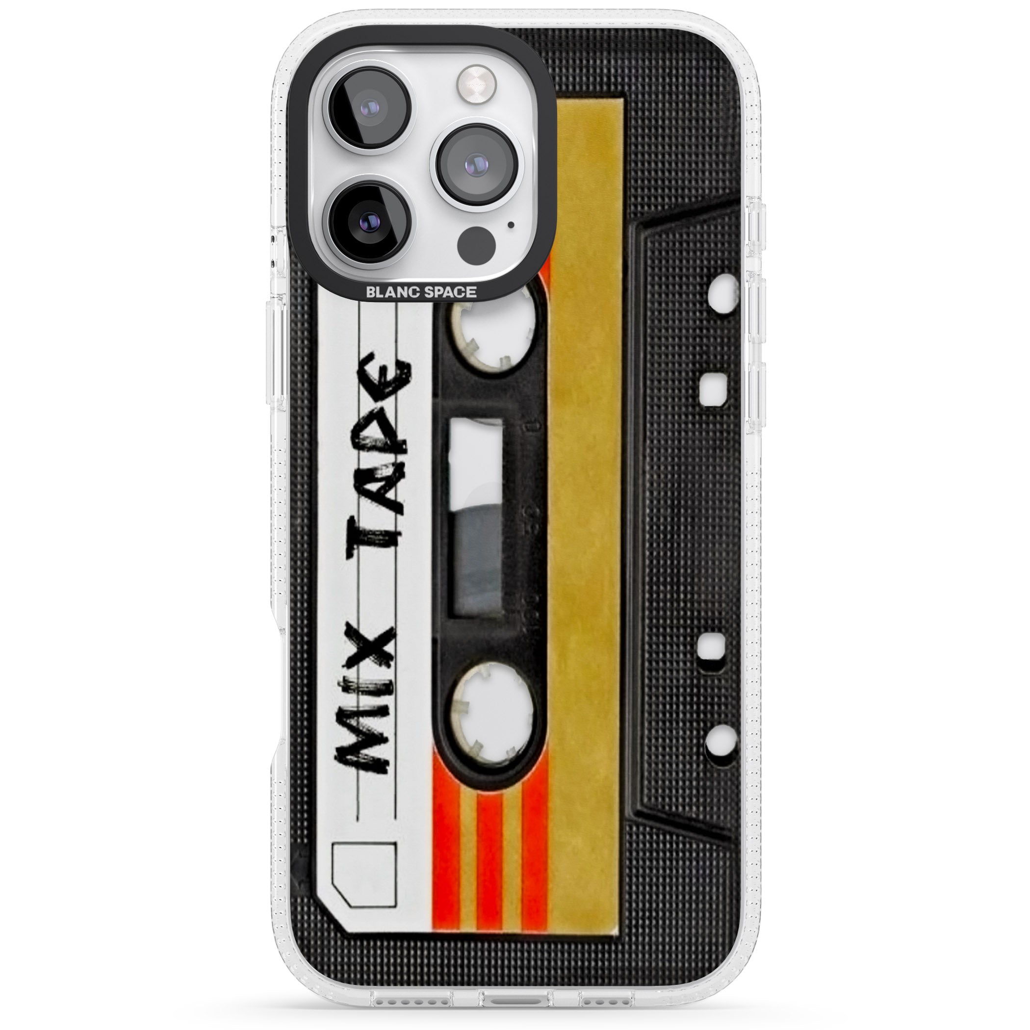 Retro Mix Tape iPhone 16 Pro Max / 16 Pro Clear Case Impact Air - Blanc Space