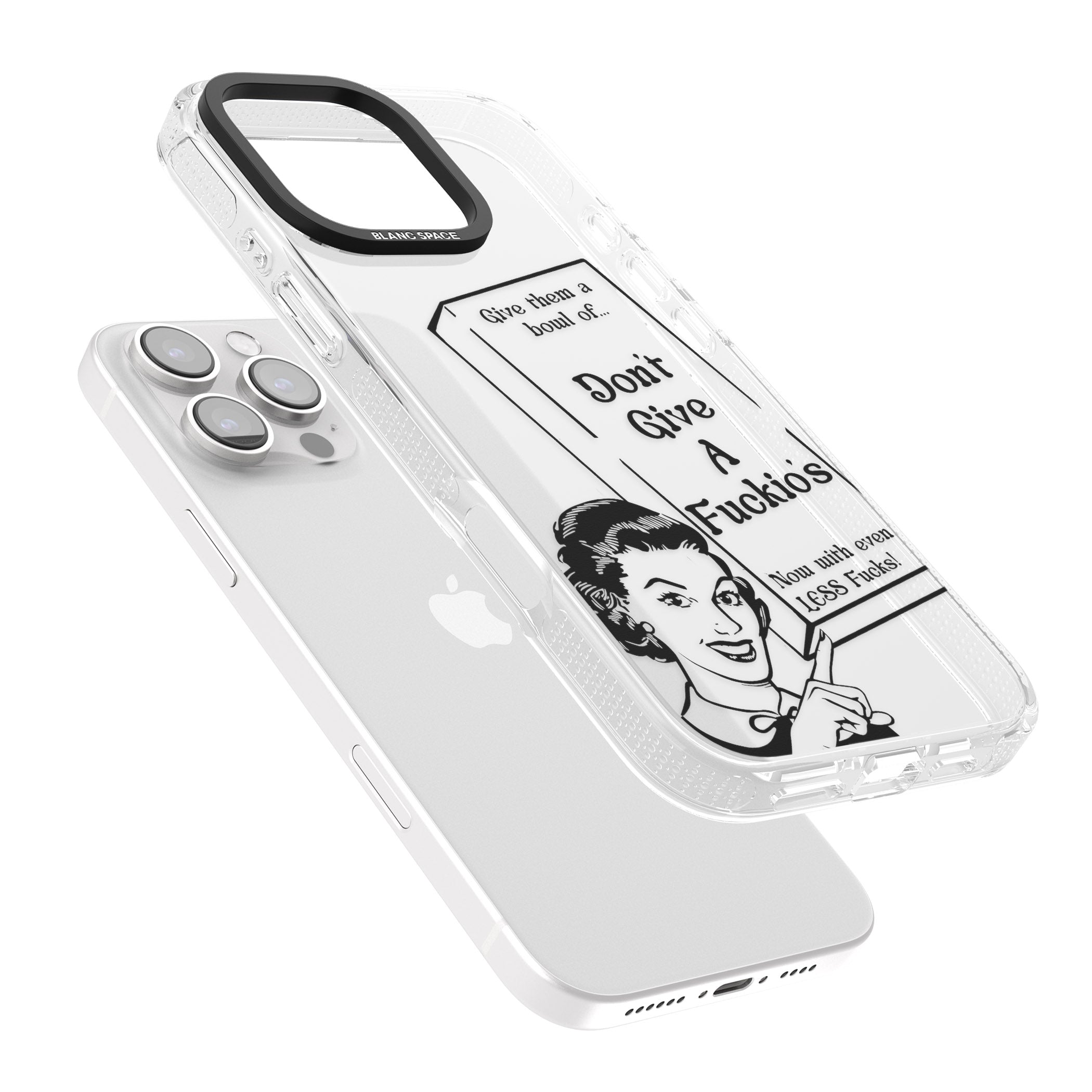"Don't Give a F*ckio's" Cereal iPhone 16 Pro Max / 16 Pro Clear Case Impact Air - Blanc Space