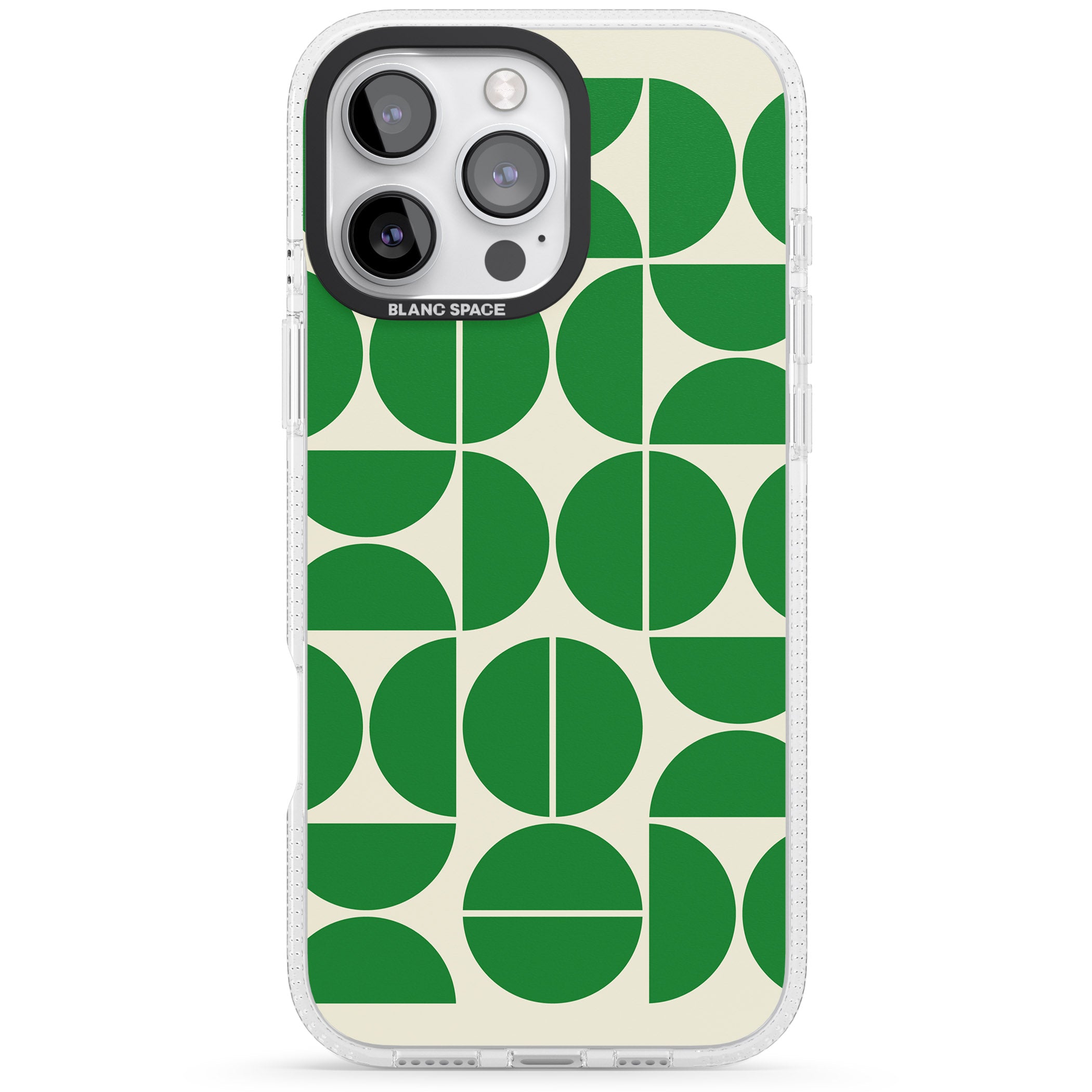 Retro Green Circles iPhone 16 Pro Max / 16 Pro Clear Case Impact Air - Blanc Space