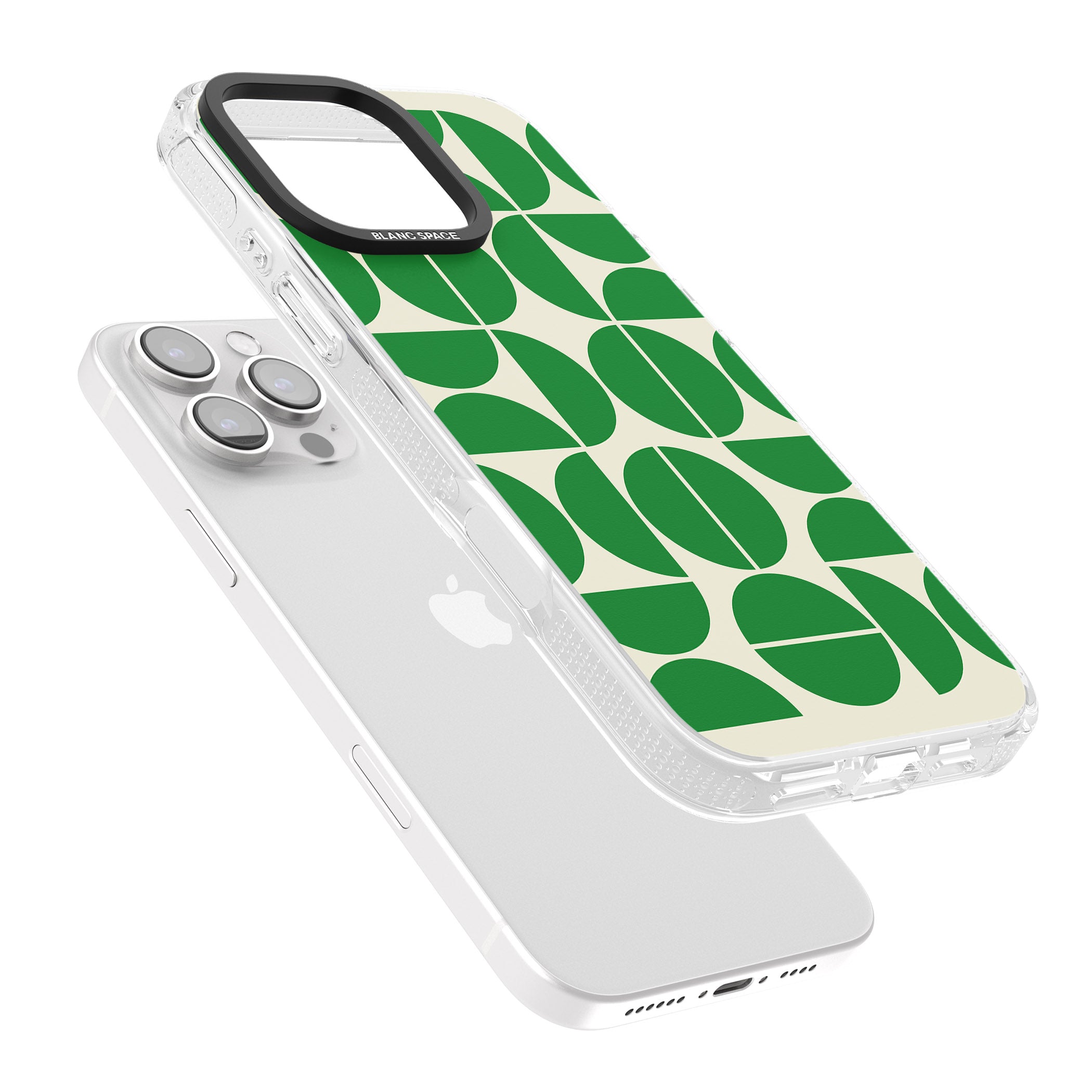 Retro Green Circles iPhone 16 Pro Max / 16 Pro Clear Case Impact Air - Blanc Space