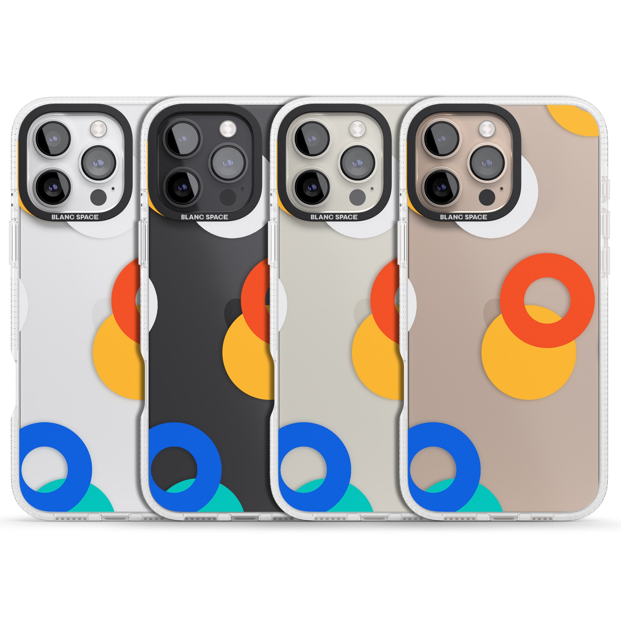 Abstract Mixed Circles iPhone 16 Pro Max / 16 Pro Clear Case Impact Air - Blanc Space