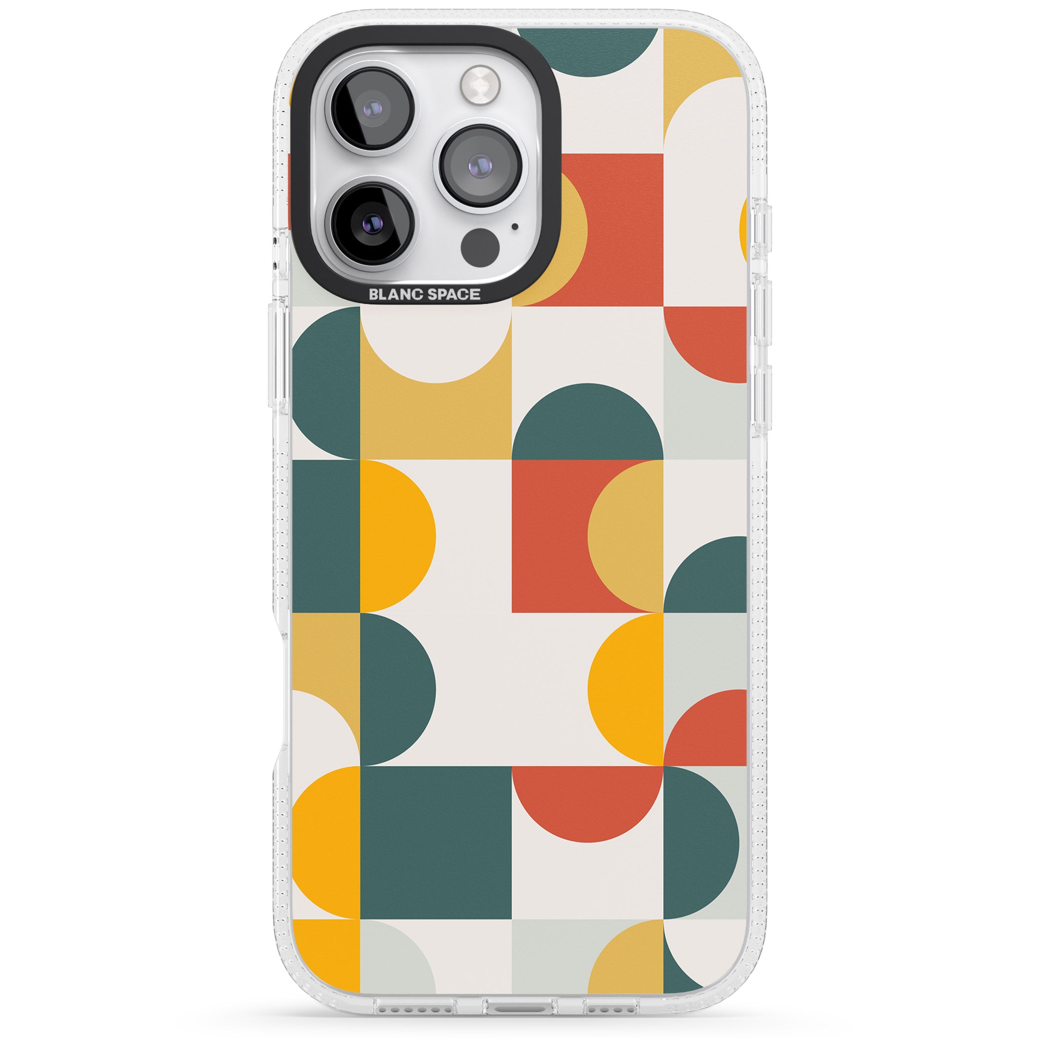 Abstract Retro Shapes: Muted Colour Mix iPhone 16 Pro Max / 16 Pro Clear Case Impact Air - Blanc Space