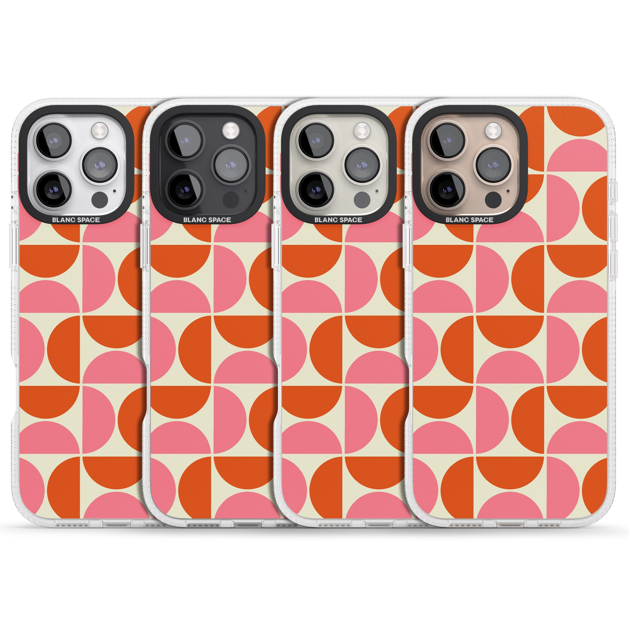 Retro Half-circle Pattern iPhone 16 Pro Max / 16 Pro Clear Case Impact Air - Blanc Space