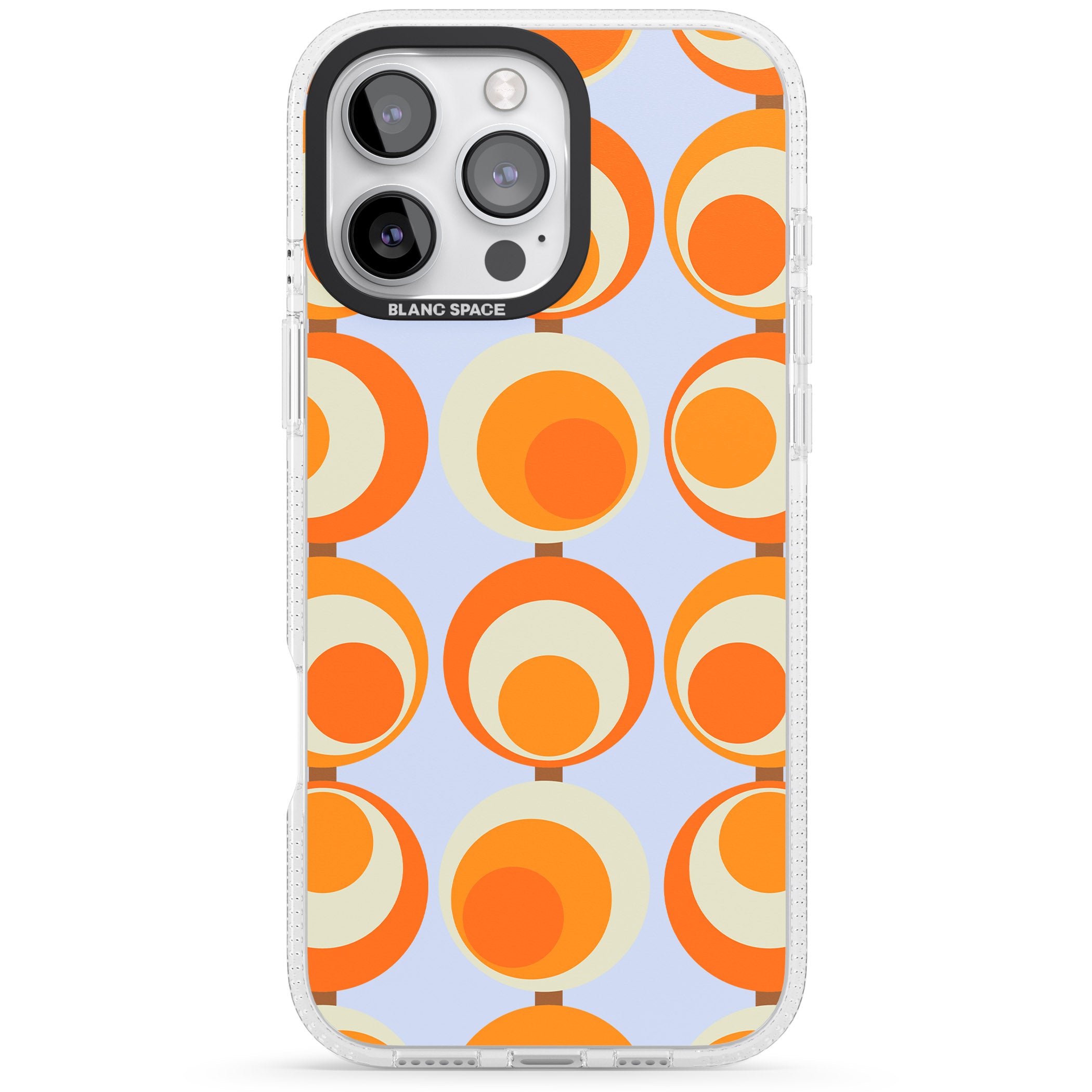 Mid-Century Blue & Orange Pattern iPhone 16 Pro Max / 16 Pro Clear Case Impact Air - Blanc Space