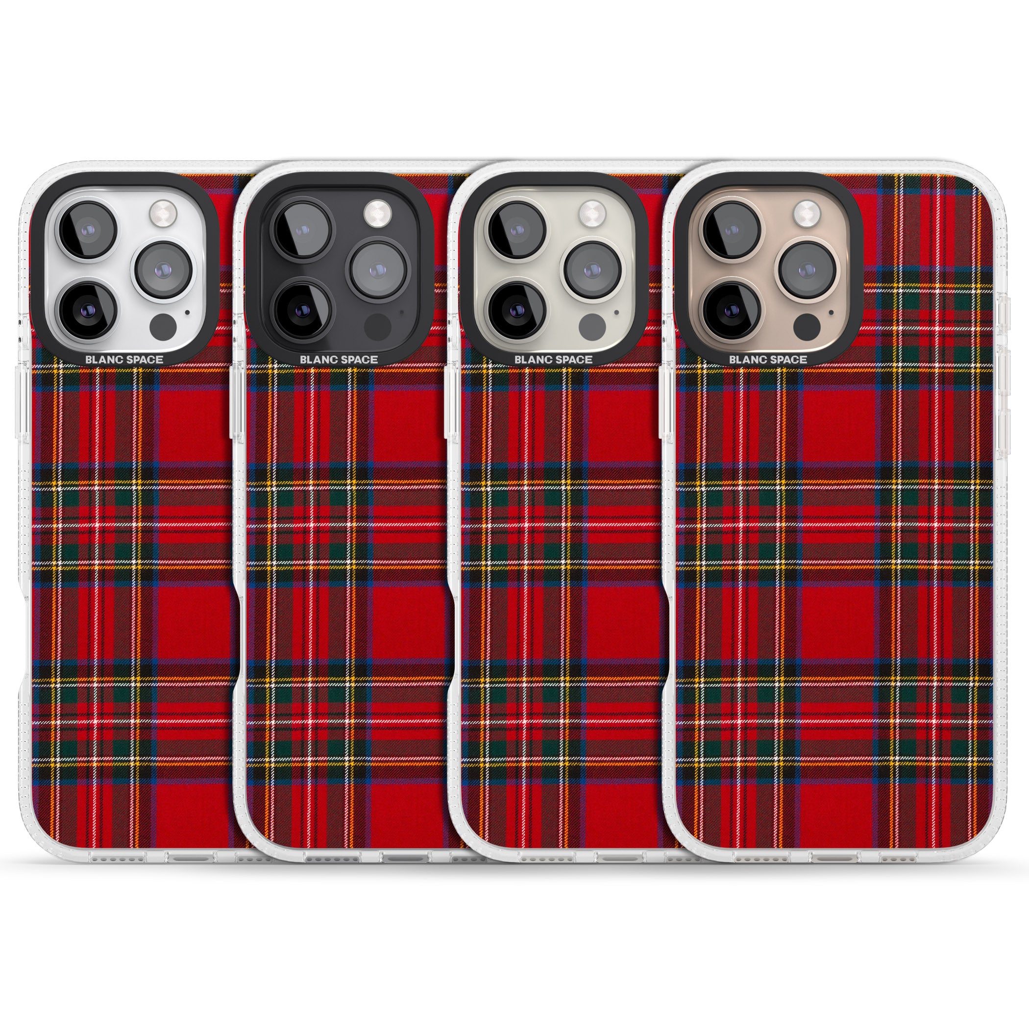 Royal Stewart Tartan iPhone 16 Pro Max / 16 Pro Clear Case Impact Air - Blanc Space