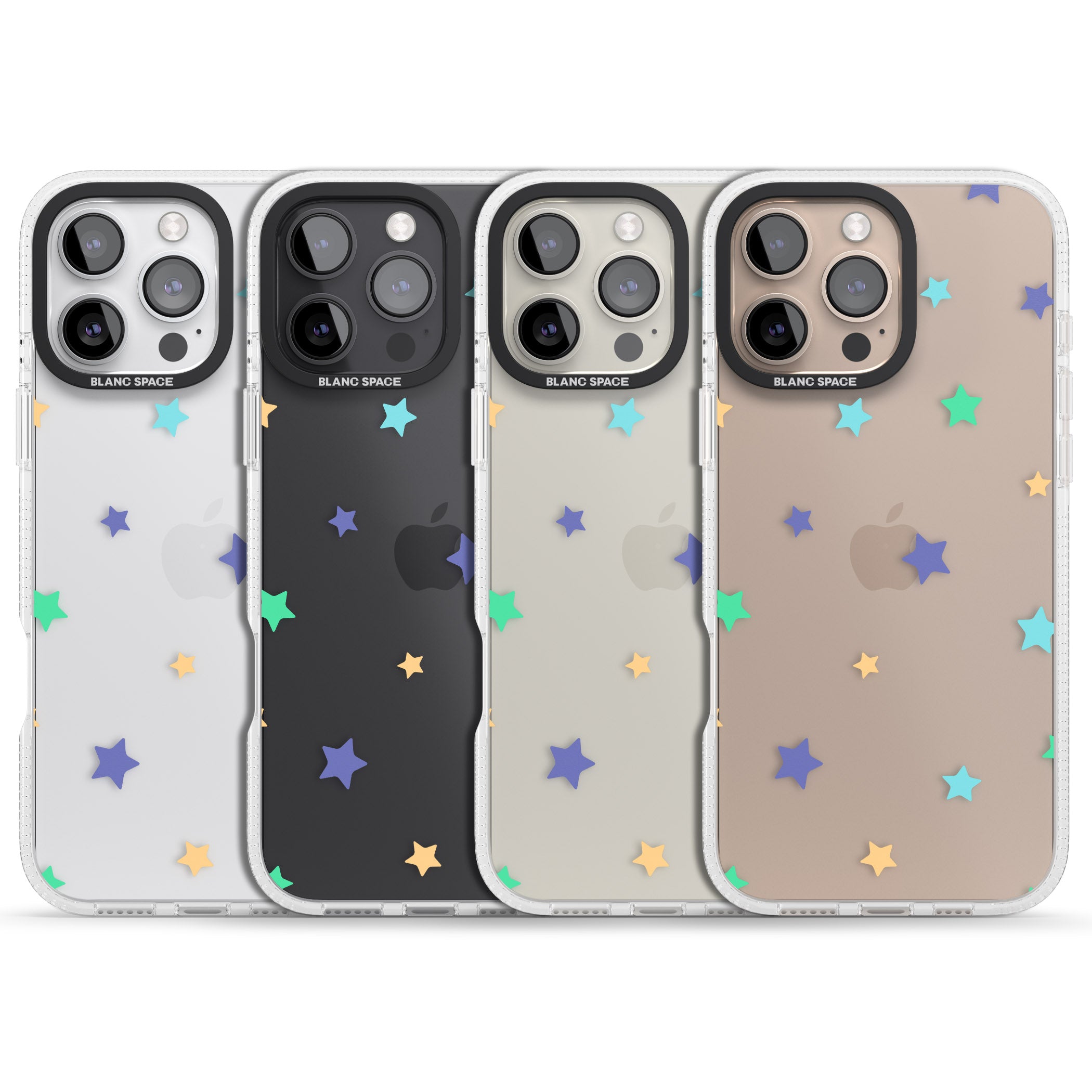 Pastel Stars Pattern iPhone 16 Pro Max / 16 Pro Clear Case Impact Air - Blanc Space