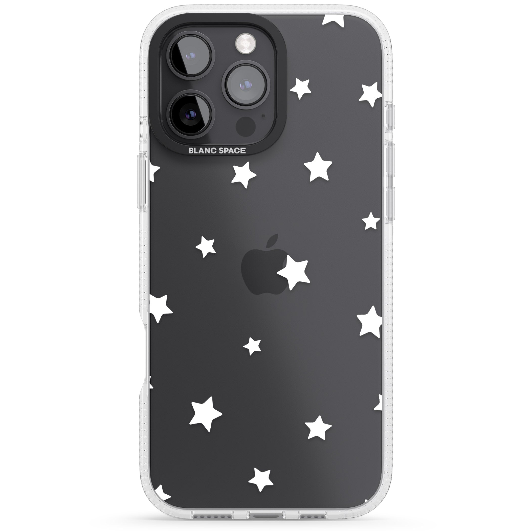 White Stars Pattern iPhone 16 Pro Max / 16 Pro Clear Case Impact Air - Blanc Space
