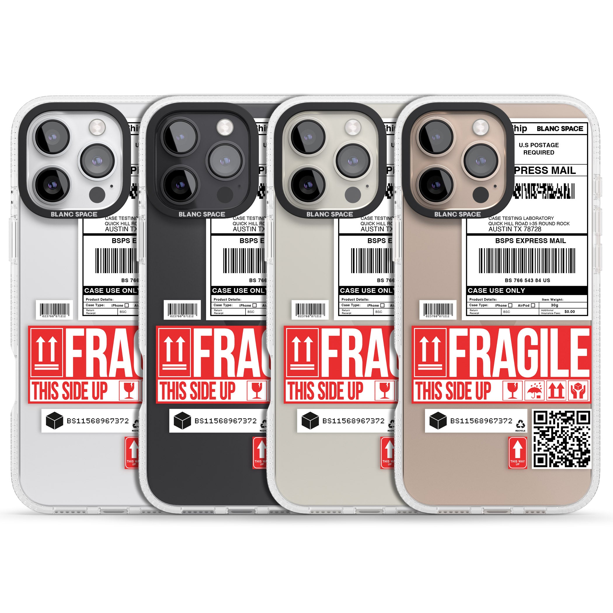 Shipping Label iPhone 16 Pro Max / 16 Pro Clear Case Impact Air - Blanc Space