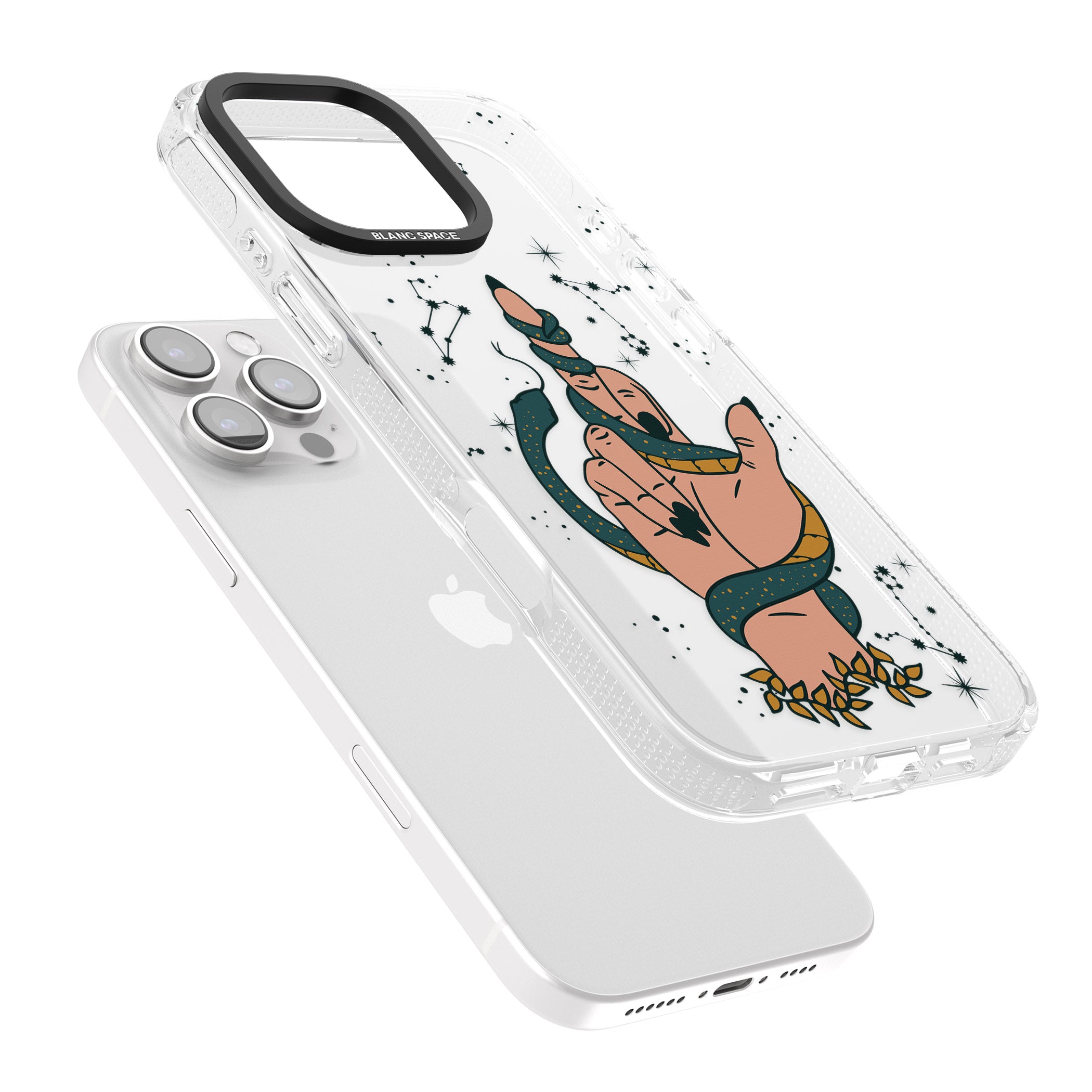 Snakes, Stars and Cynicism iPhone 16 Pro Max / 16 Pro Clear Case Impact Air - Blanc Space