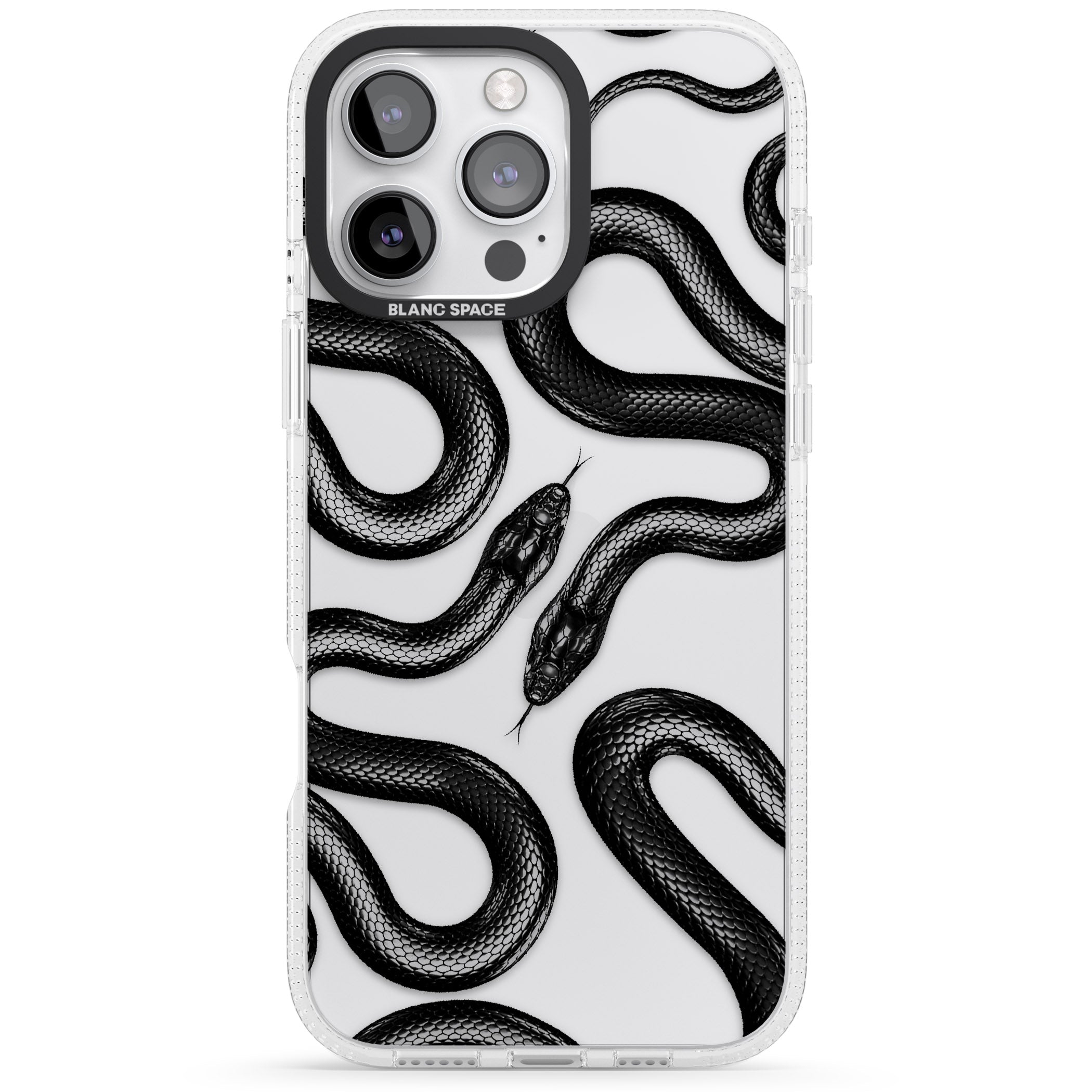 Black Kingsnake iPhone 16 Pro Max / 16 Pro Clear Case Impact Air - Blanc Space