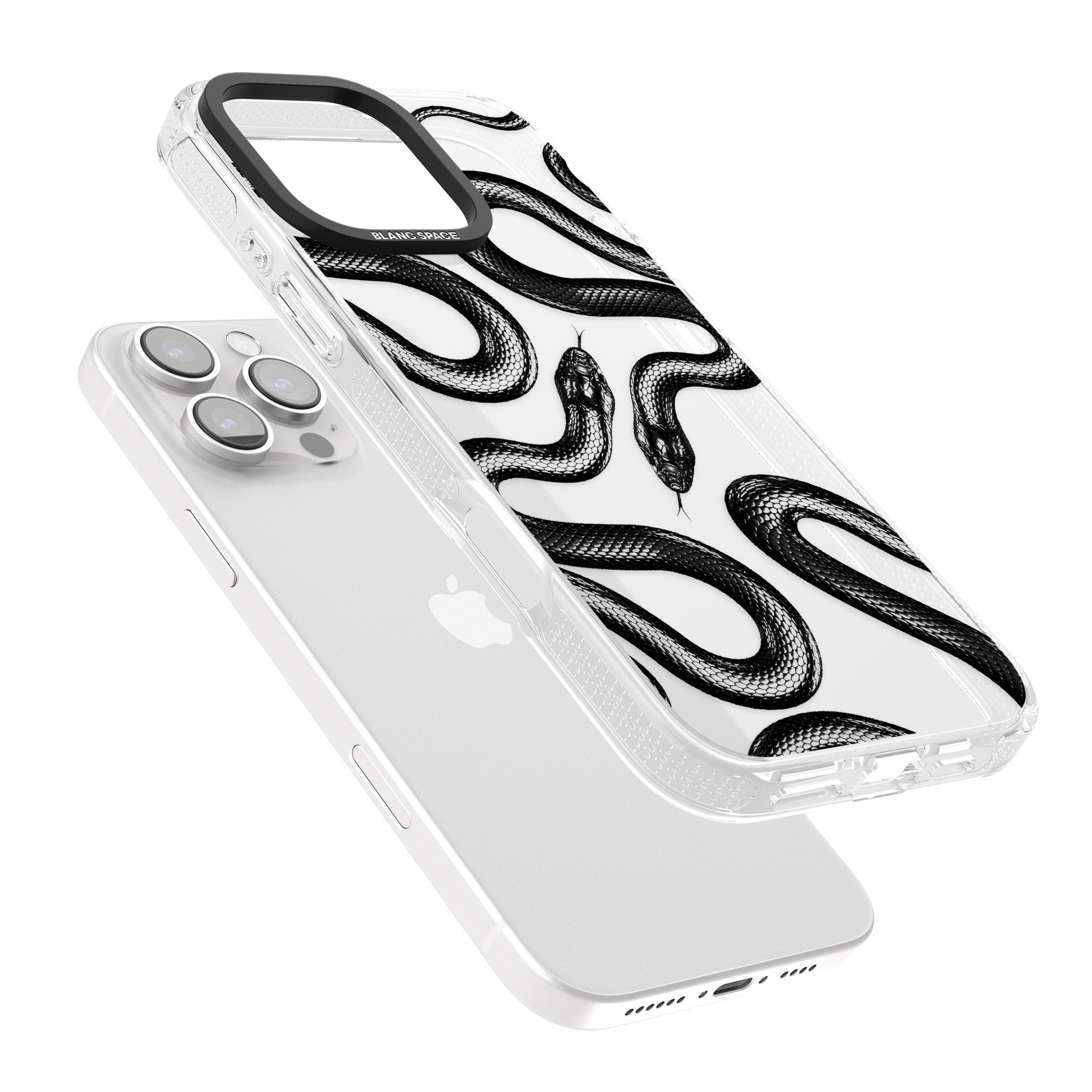 Black Kingsnake iPhone 16 Pro Max / 16 Pro Clear Case Impact Air - Blanc Space