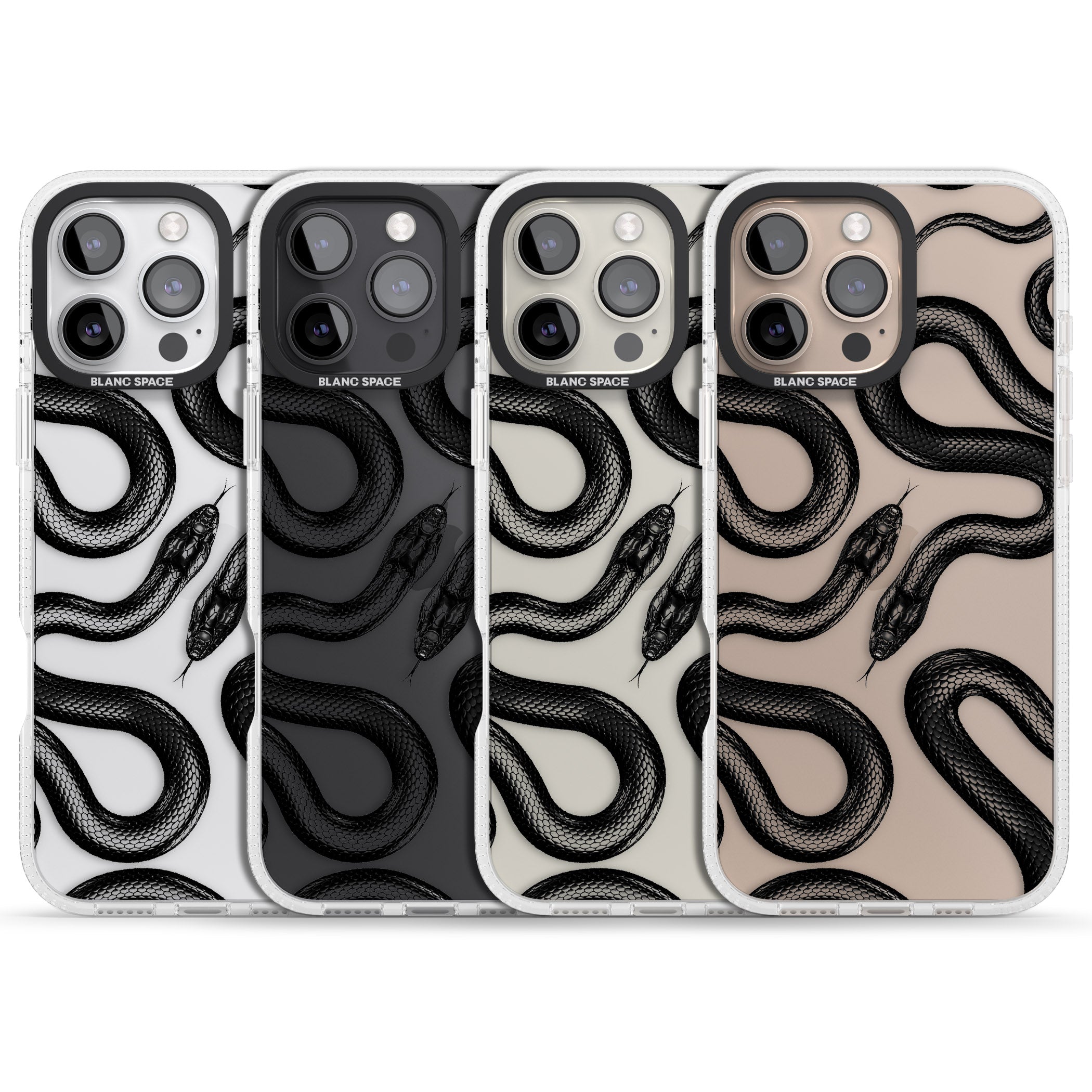 Black Kingsnake iPhone 16 Pro Max / 16 Pro Clear Case Impact Air - Blanc Space