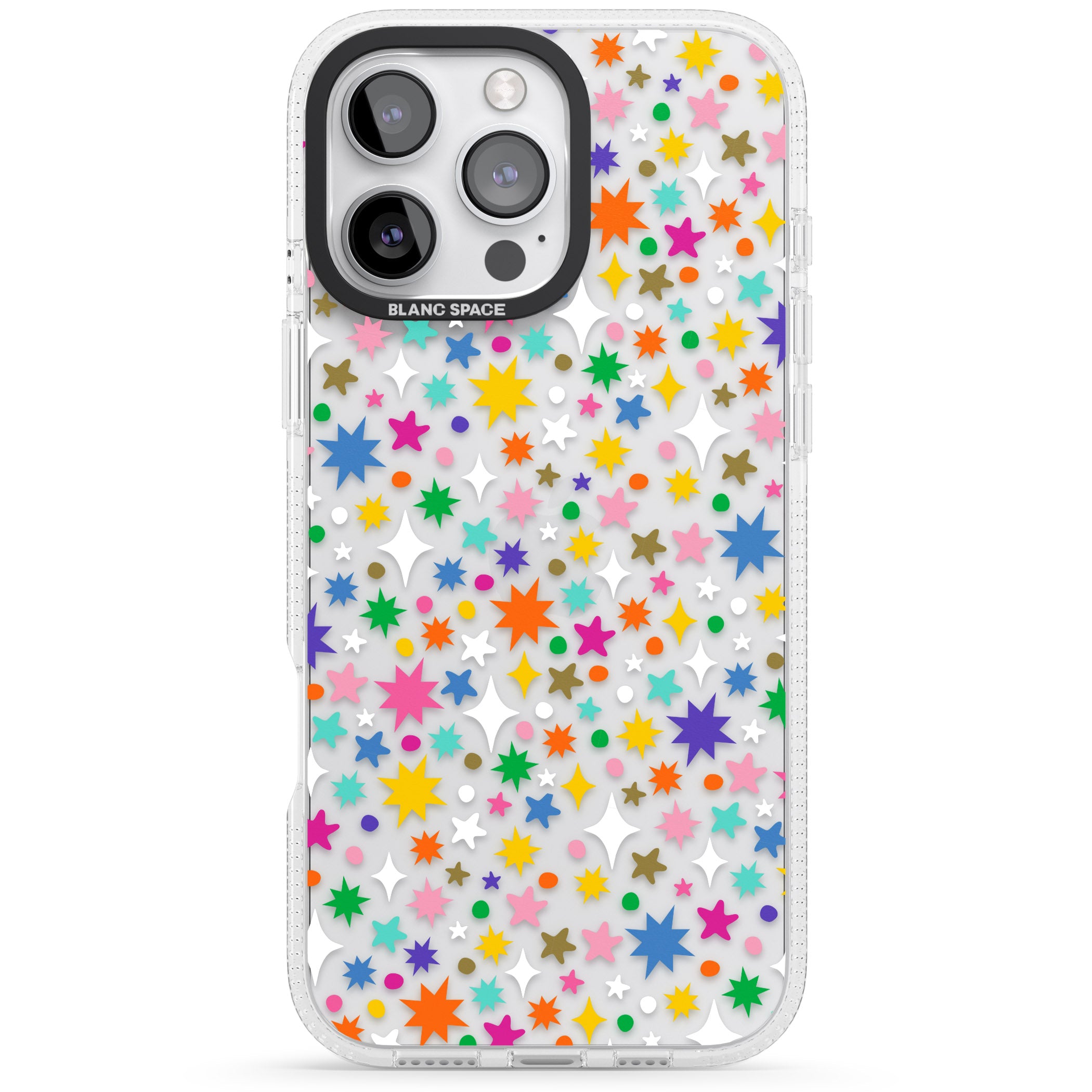 Rainbow Starburst iPhone 16 Pro Max / 16 Pro Clear Case Impact Air - Blanc Space