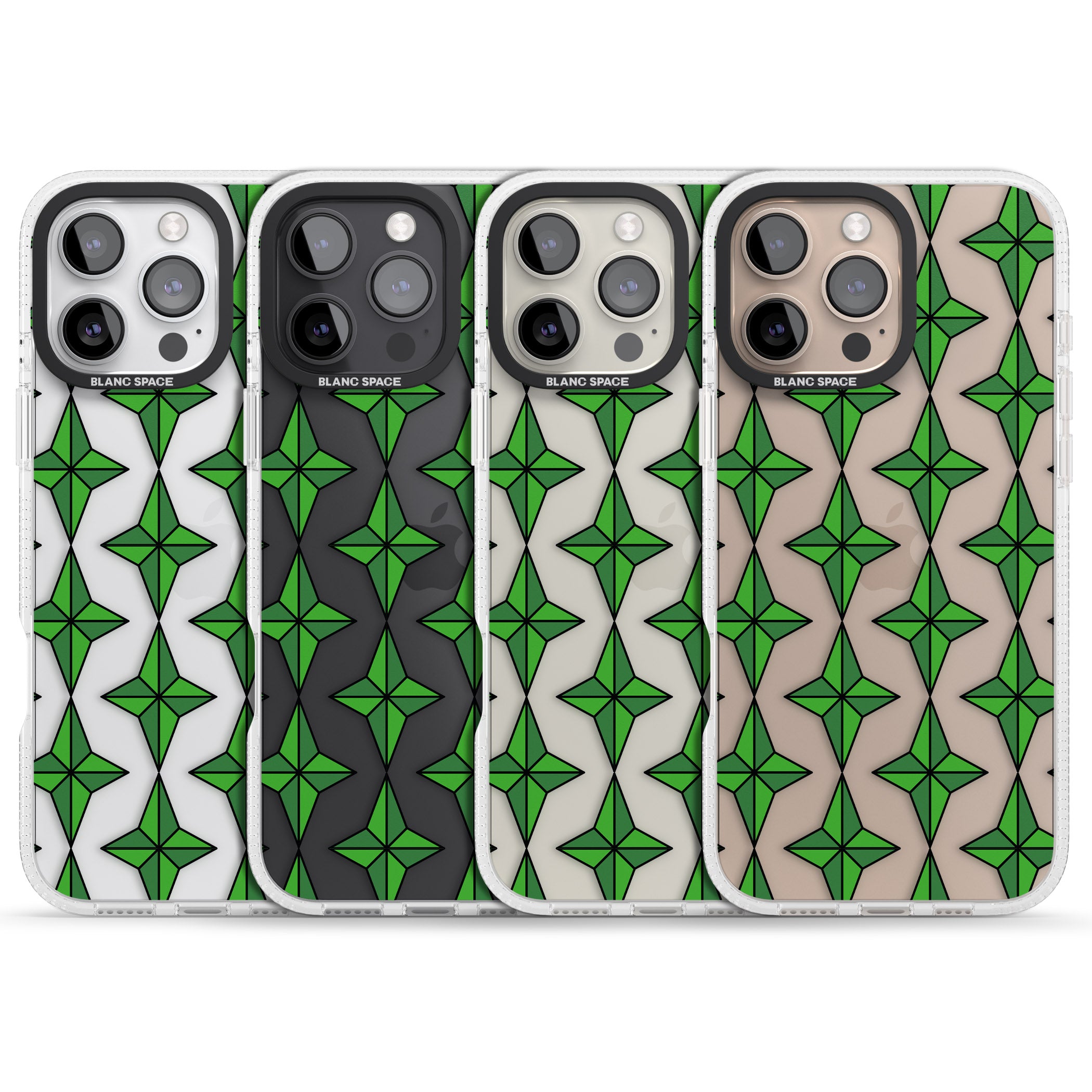 Emerald Stars Pattern (Clear) iPhone 16 Pro Max / 16 Pro Clear Case Impact Air - Blanc Space