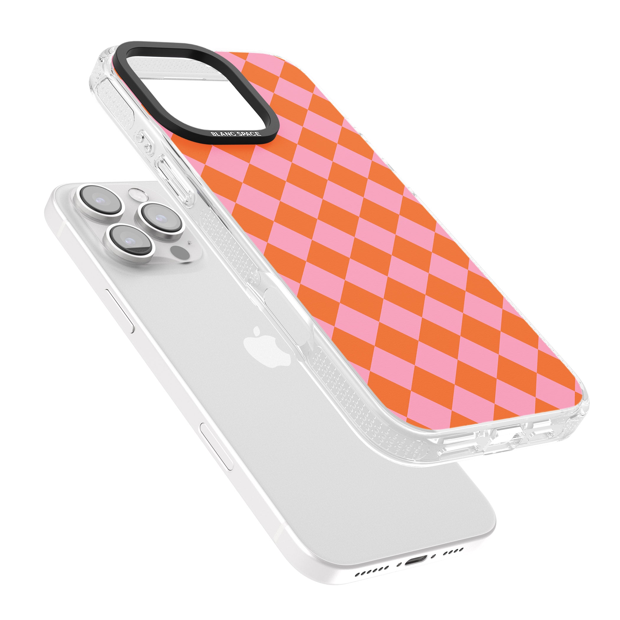 Retro Sunset Diamond Plaid iPhone 16 Pro Max / 16 Pro Clear Case Impact Air - Blanc Space