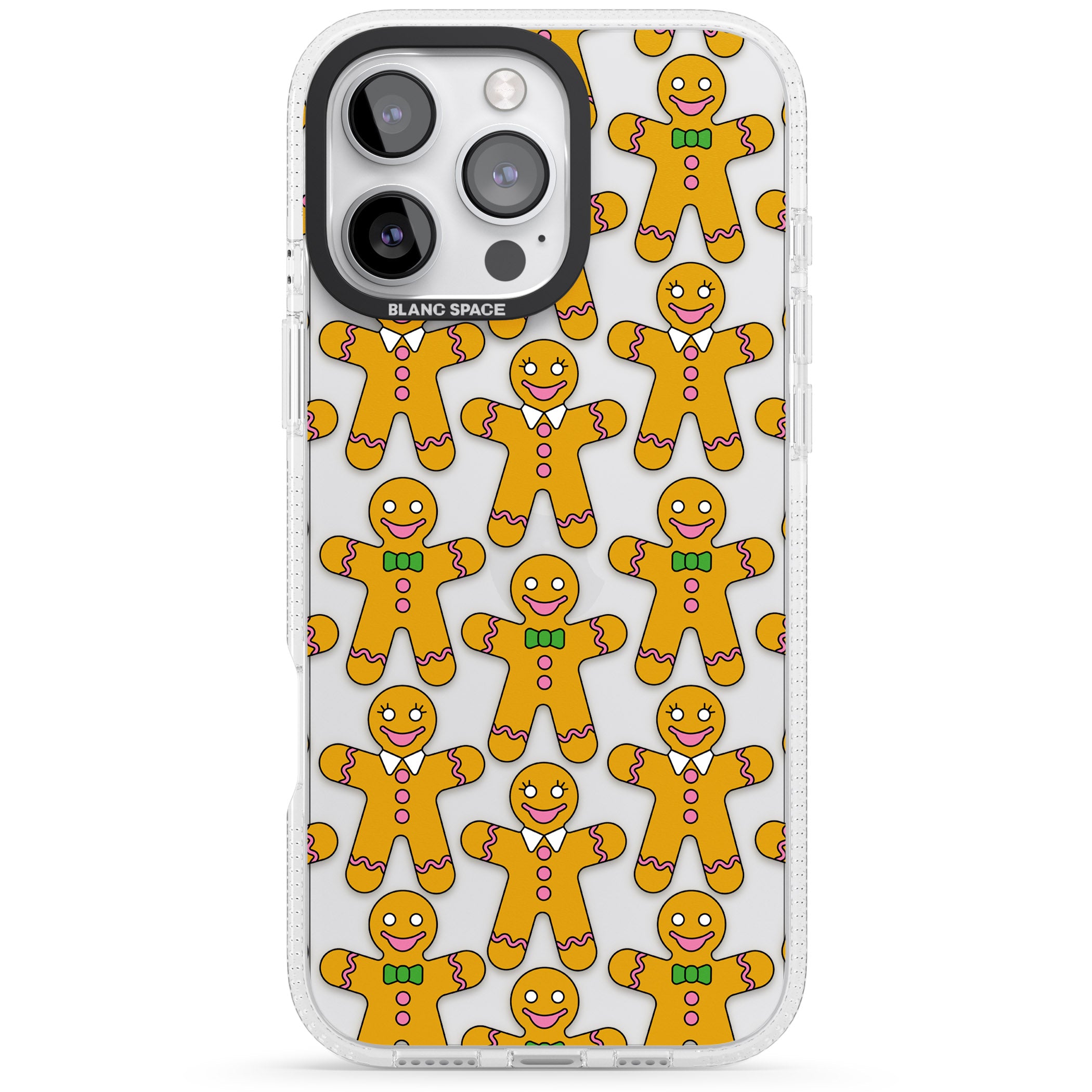 Gingerbread Cookie Pattern iPhone 16 Pro Max / 16 Pro Clear Case Impact Air - Blanc Space