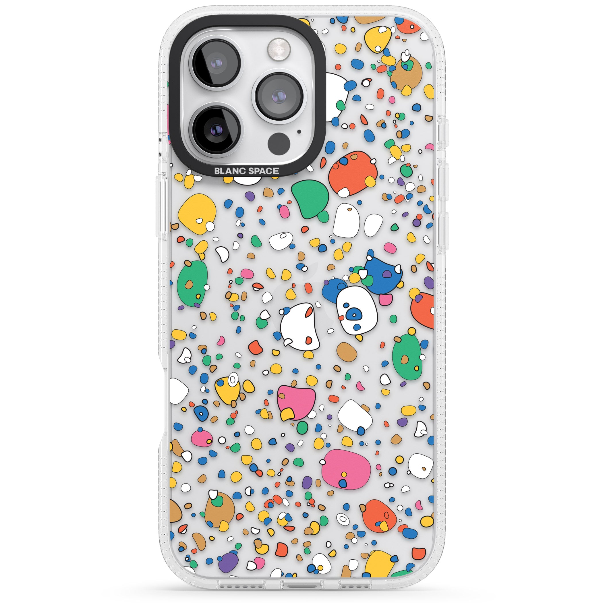 Colourful Confetti Pebbles iPhone 16 Pro Max / 16 Pro Clear Case Impact Air - Blanc Space
