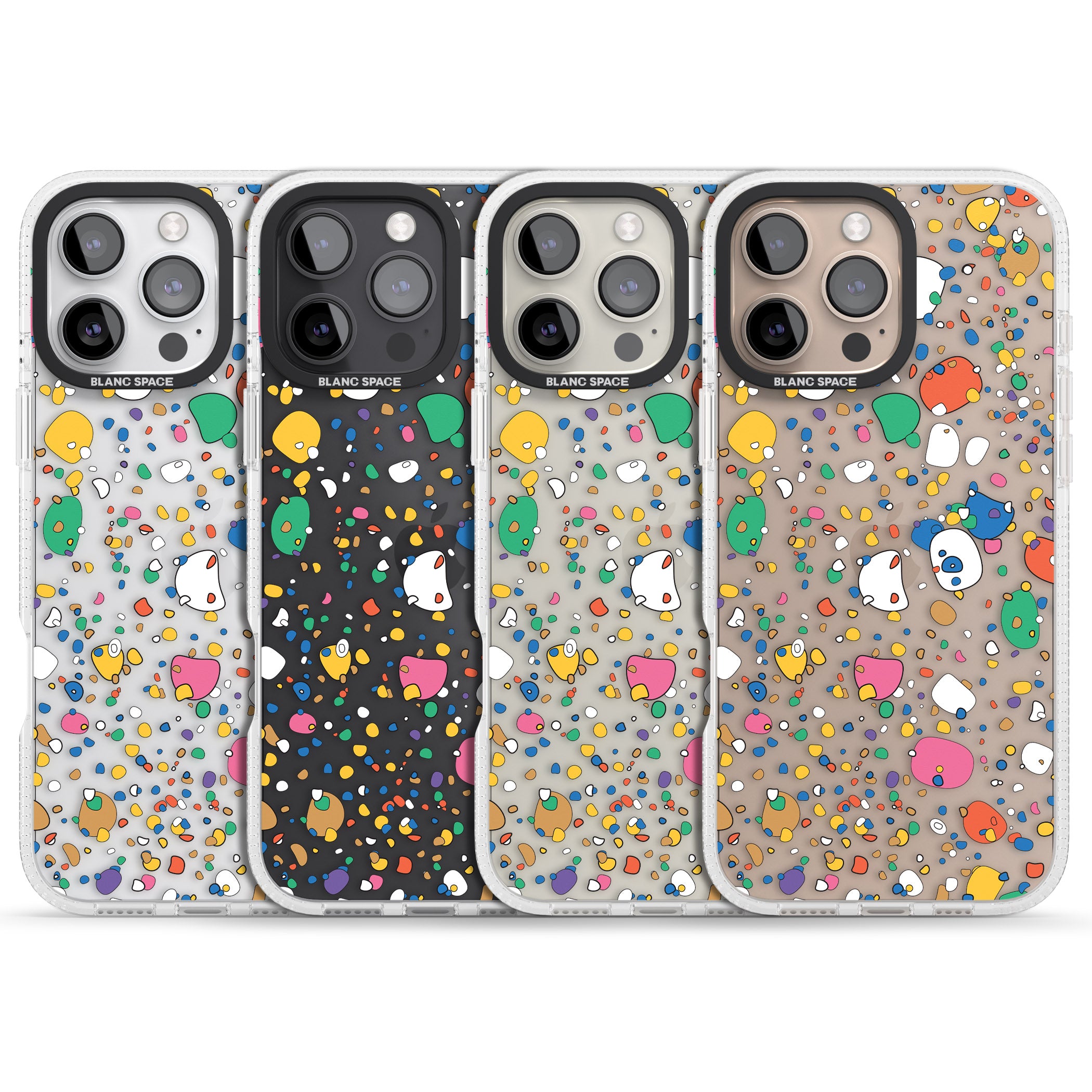 Colourful Confetti Pebbles iPhone 16 Pro Max / 16 Pro Clear Case Impact Air - Blanc Space