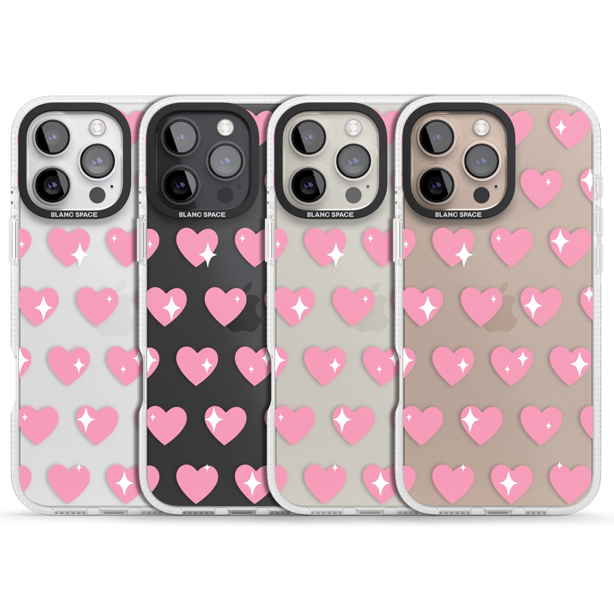 Sweet Hearts iPhone 16 Pro Max / 16 Pro Clear Case Impact Air - Blanc Space