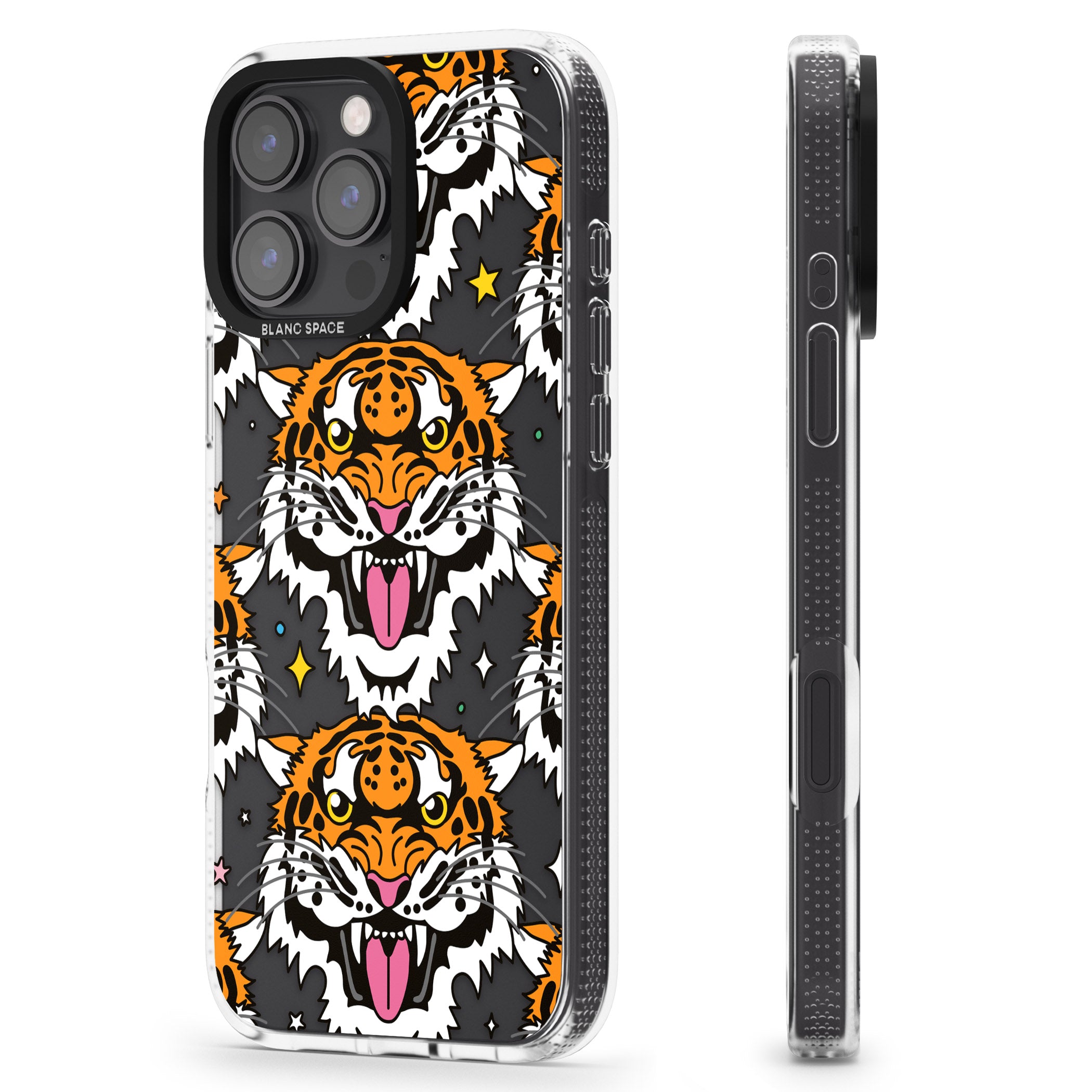 Fierce Jungle Tigers iPhone 16 Pro Max / 16 Pro Clear Case Impact Air - Blanc Space