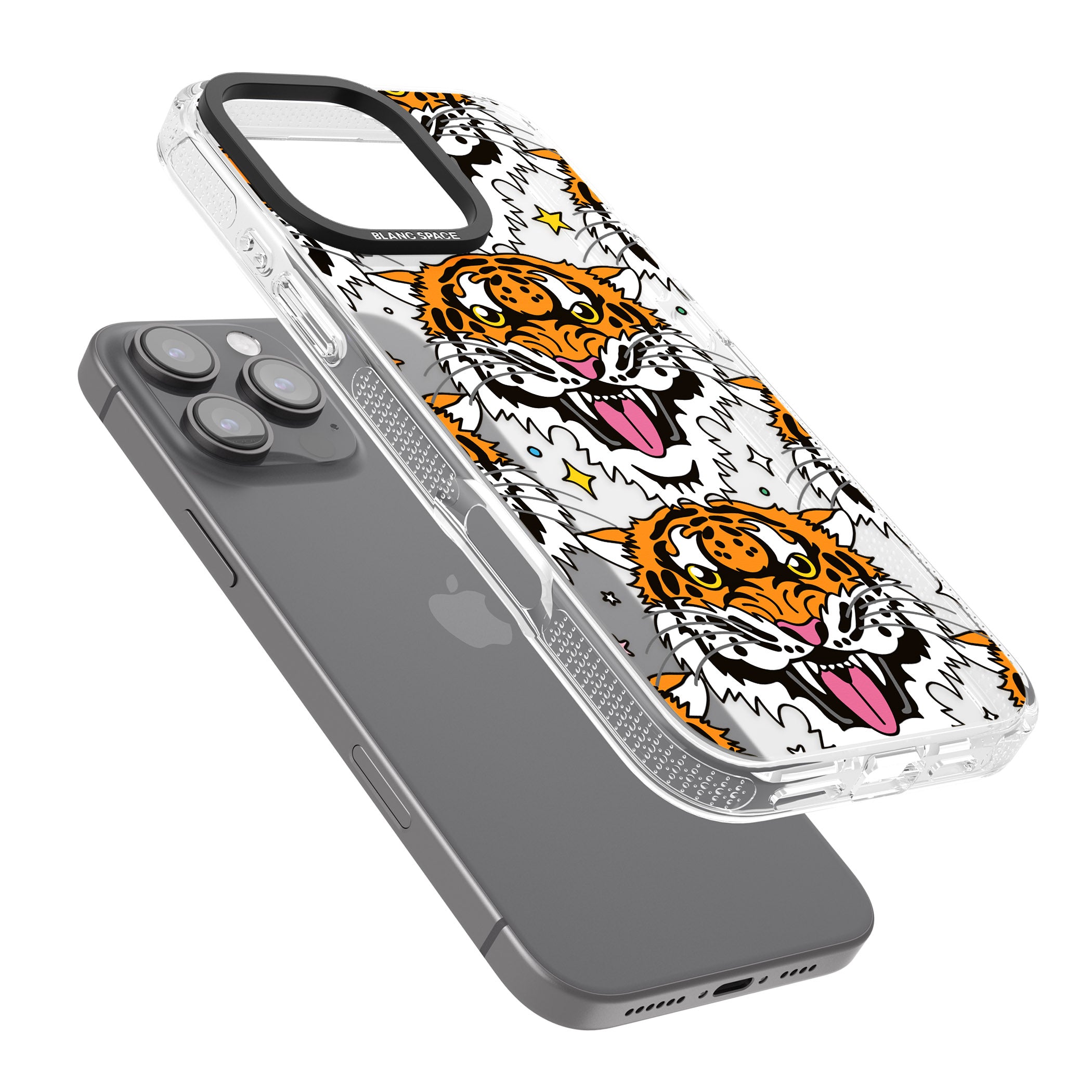 Fierce Jungle Tigers iPhone 16 Pro Max / 16 Pro Clear Case Impact Air - Blanc Space