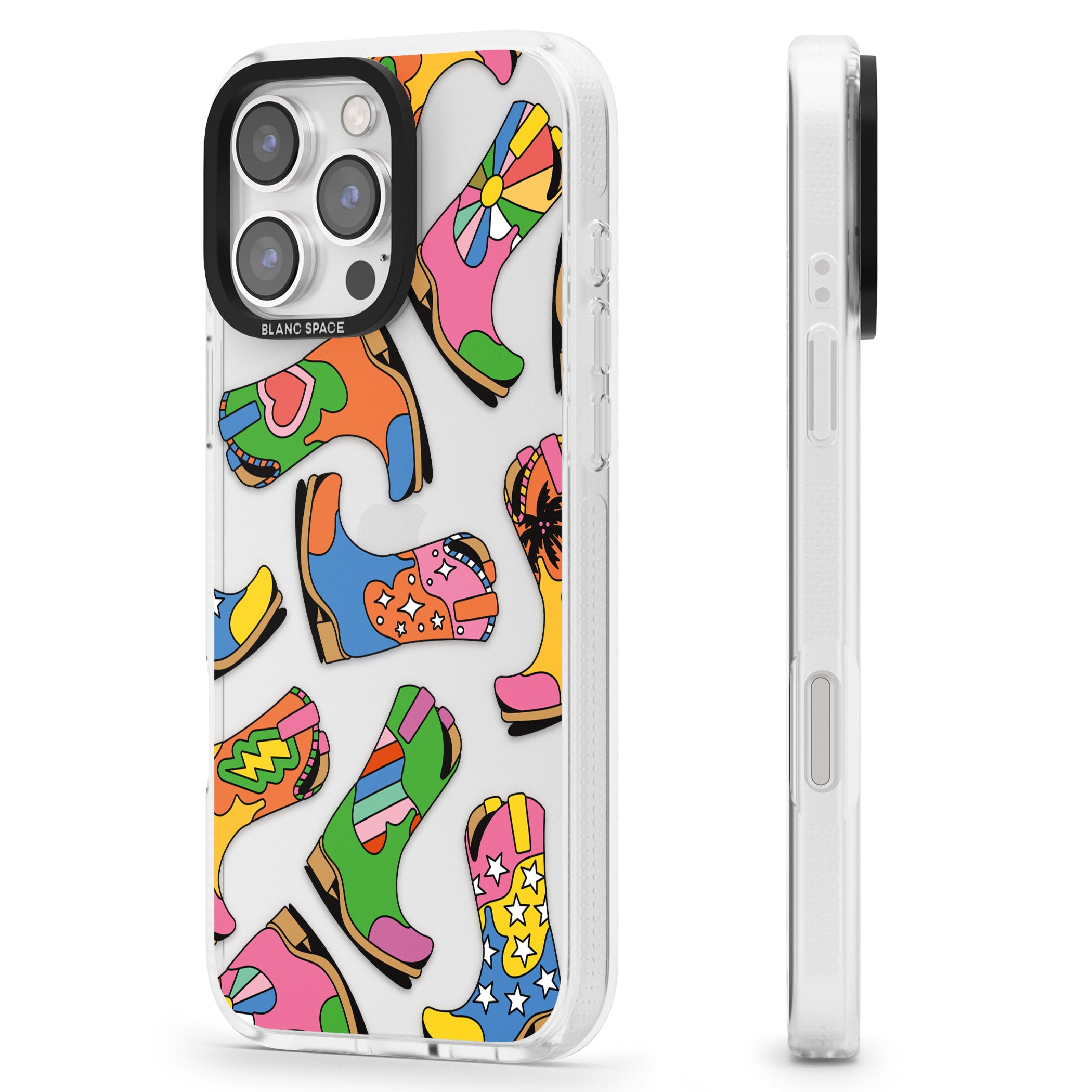 Starburst Boots iPhone 16 Pro Max / 16 Pro Clear Case Impact Air - Blanc Space