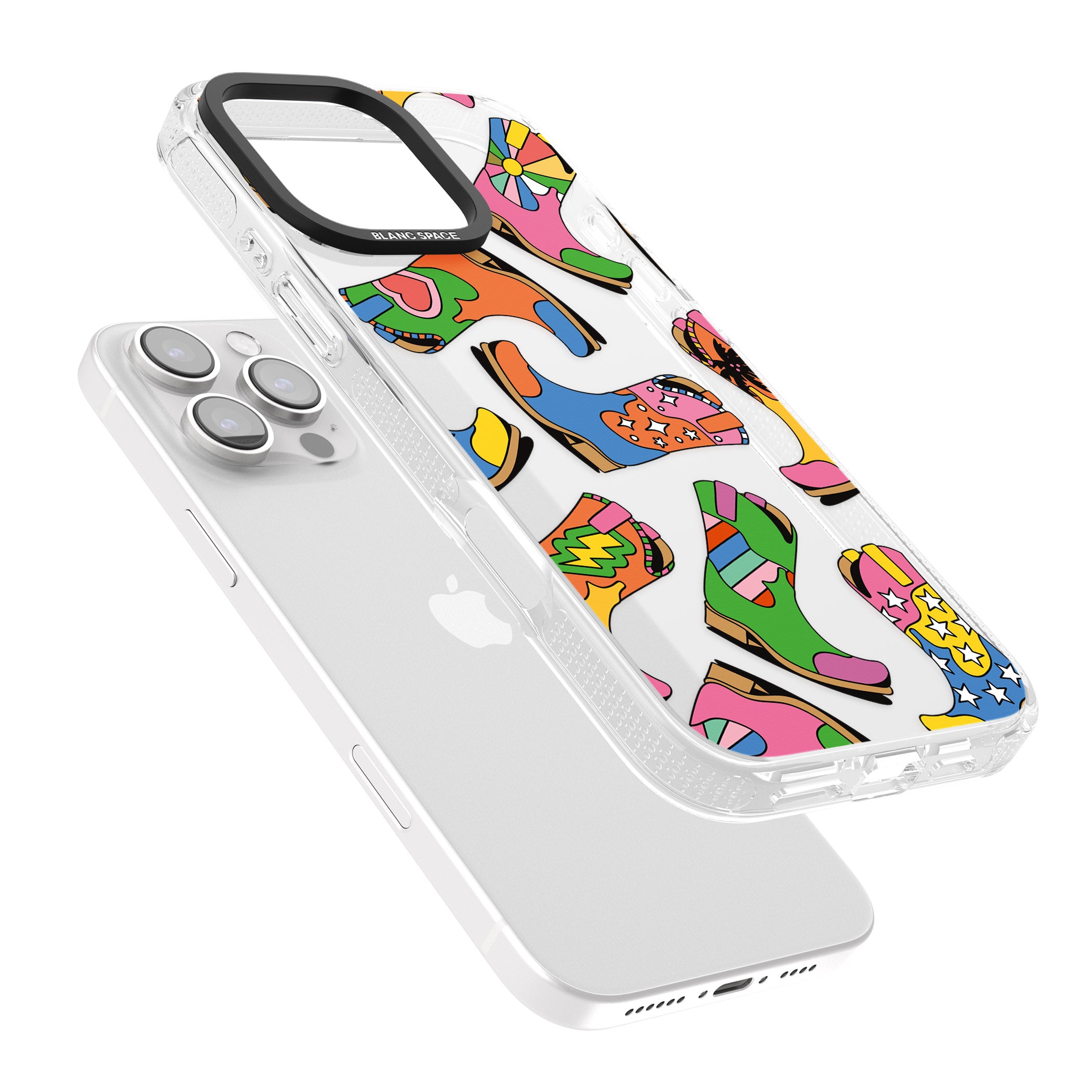Starburst Boots iPhone 16 Pro Max / 16 Pro Clear Case Impact Air - Blanc Space