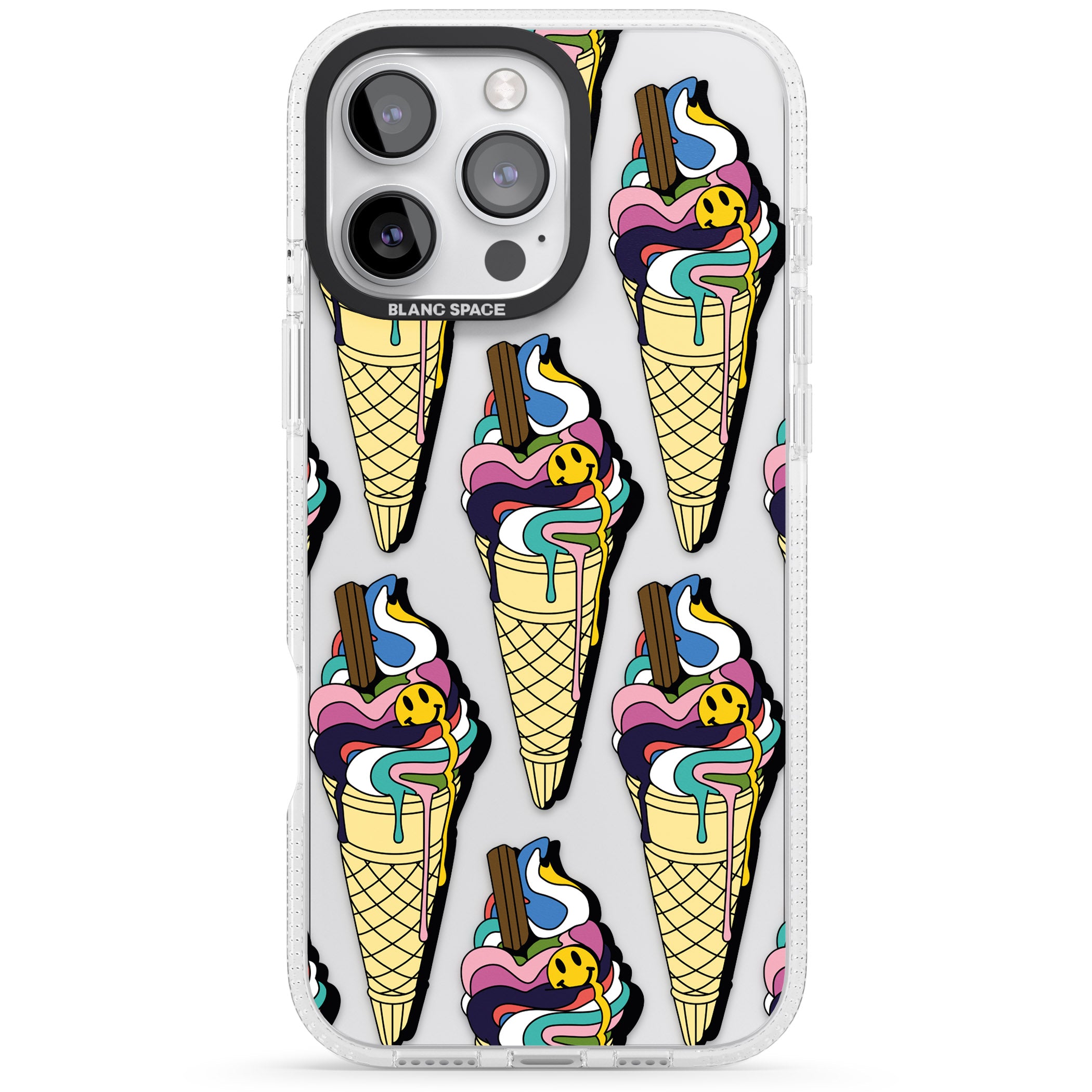 Trip & Drip Ice Cream iPhone 16 Pro Max / 16 Pro Clear Case Impact Air - Blanc Space