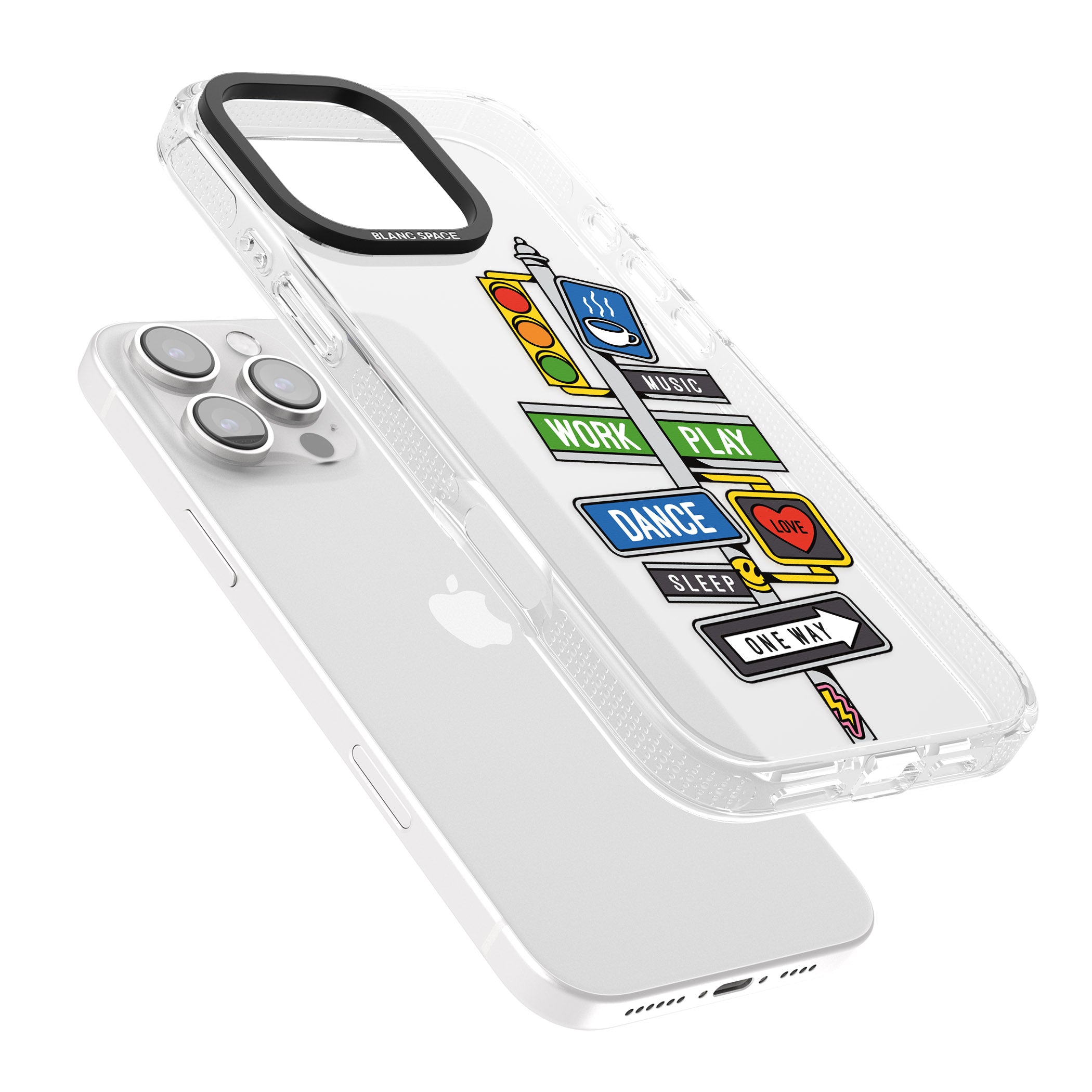 Mood Street Signs iPhone 16 Pro Max / 16 Pro Clear Case Impact Air - Blanc Space