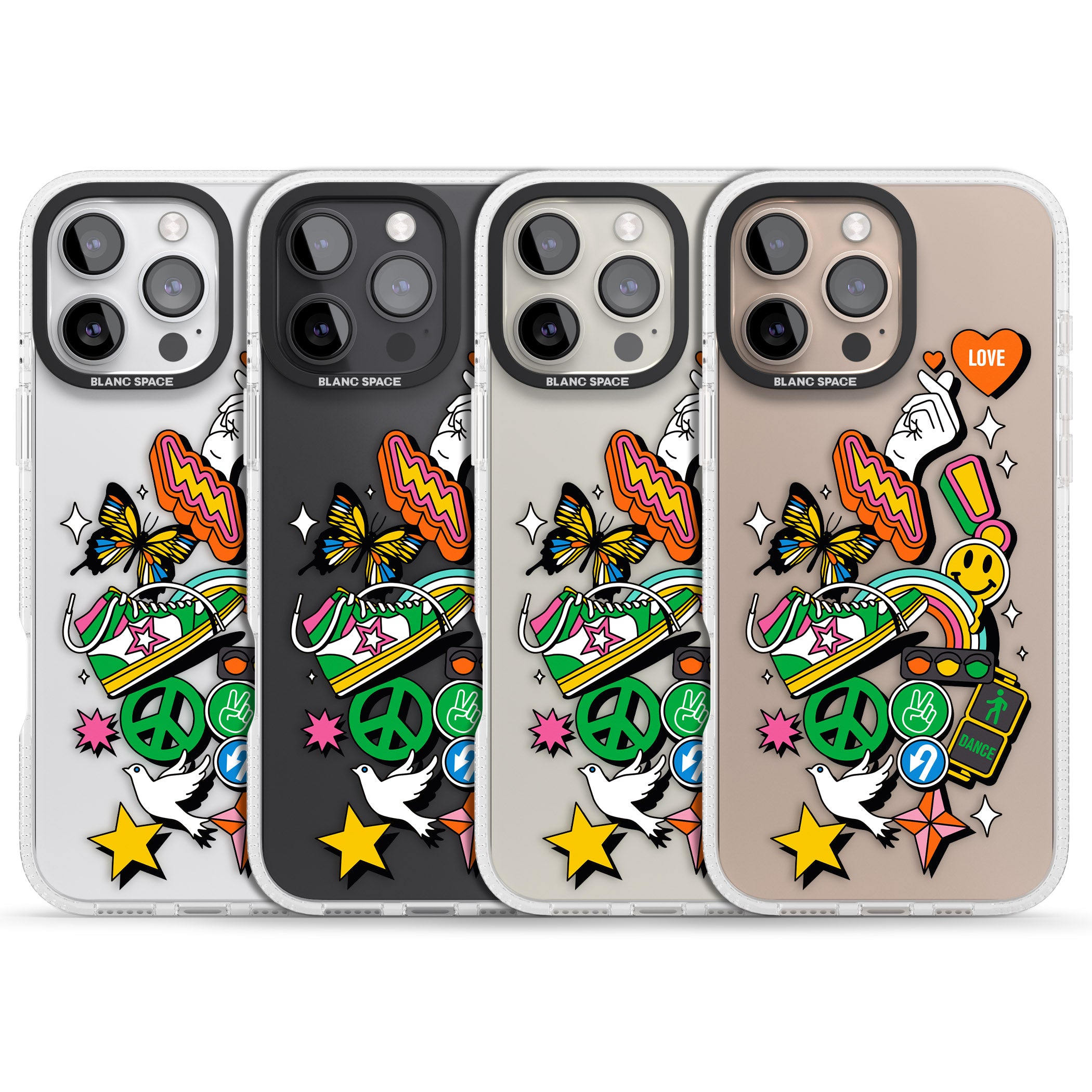 Nostalgic Sticker Collage iPhone 16 Pro Max / 16 Pro Clear Case Impact Air - Blanc Space