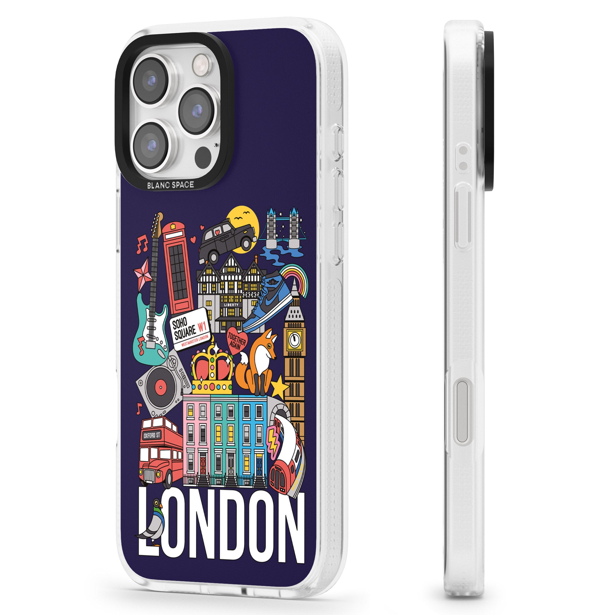 London Calling iPhone 16 Pro Max / 16 Pro Clear Case Impact Air - Blanc Space