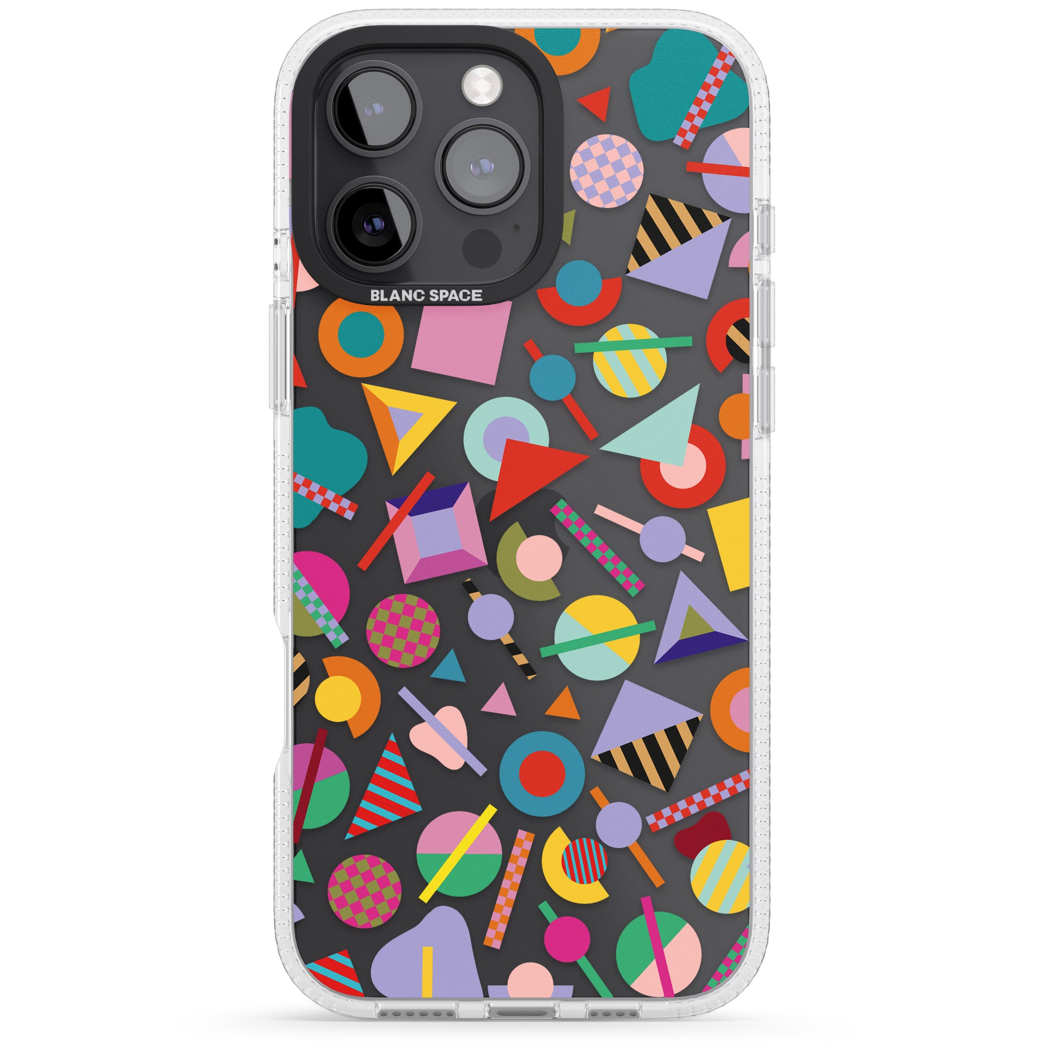 Retro Carnival Shapes iPhone 16 Pro Max / 16 Pro Clear Case Impact Air - Blanc Space