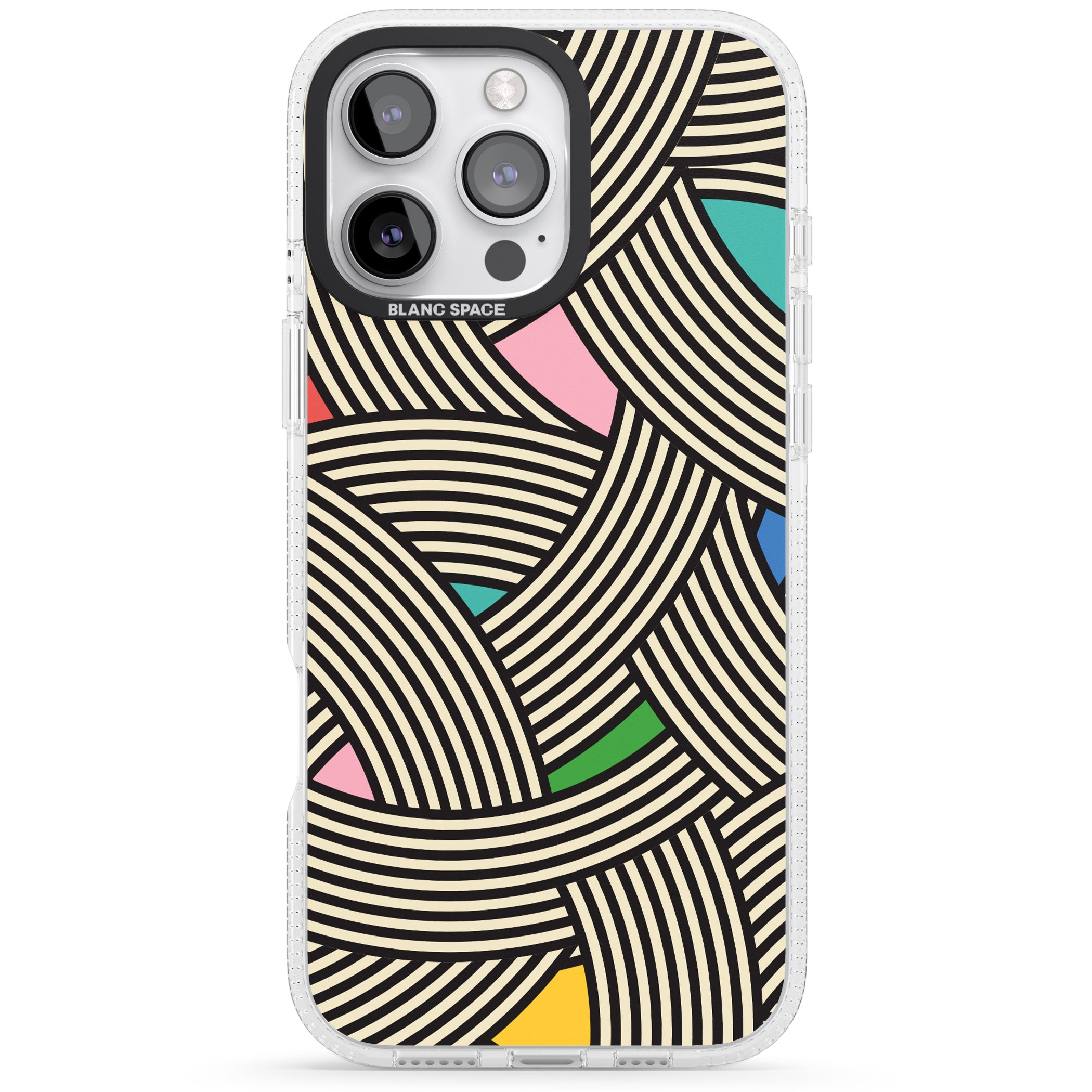 Multicolour Optic Waves iPhone 16 Pro Max / 16 Pro Clear Case Impact Air - Blanc Space