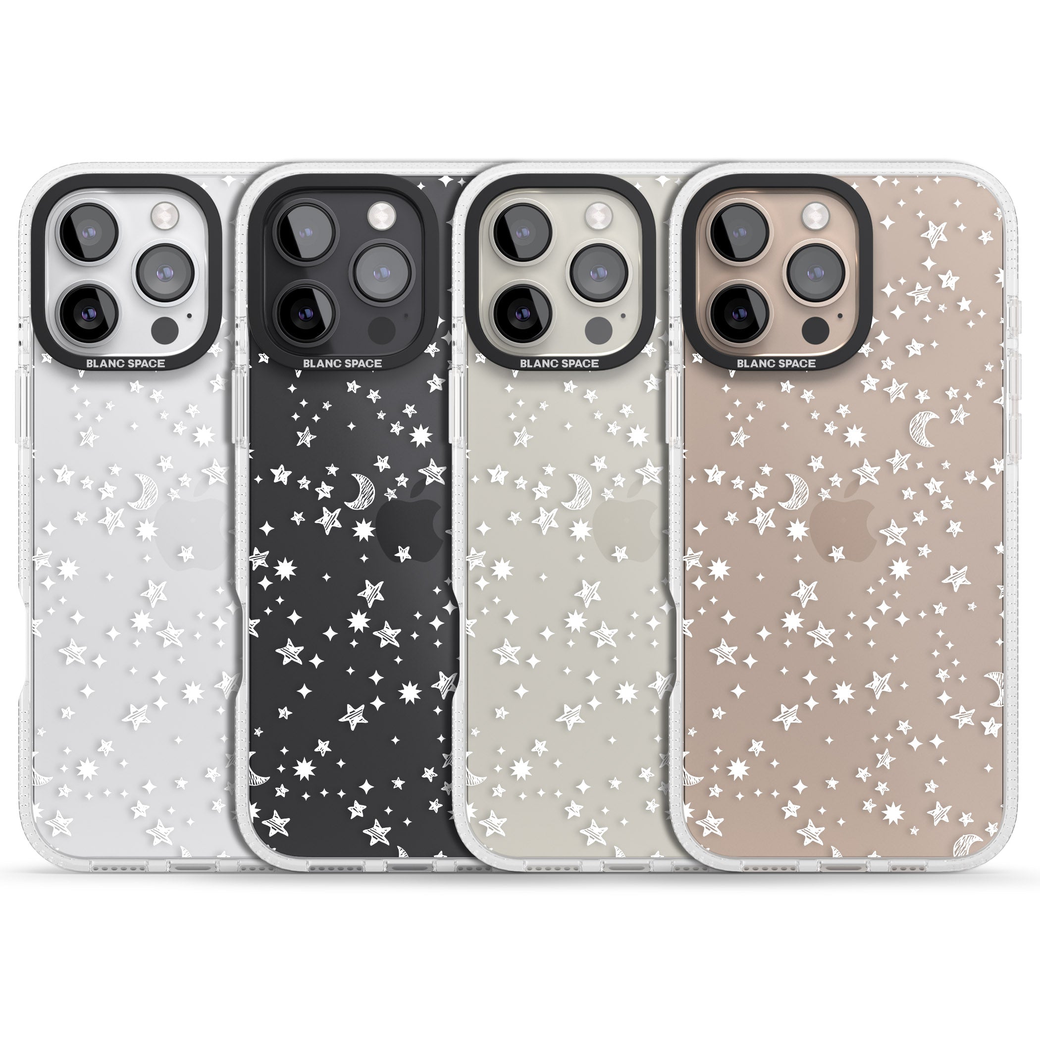 White Cosmic Galaxy Pattern iPhone 16 Pro Max / 16 Pro Clear Case Impact Air - Blanc Space