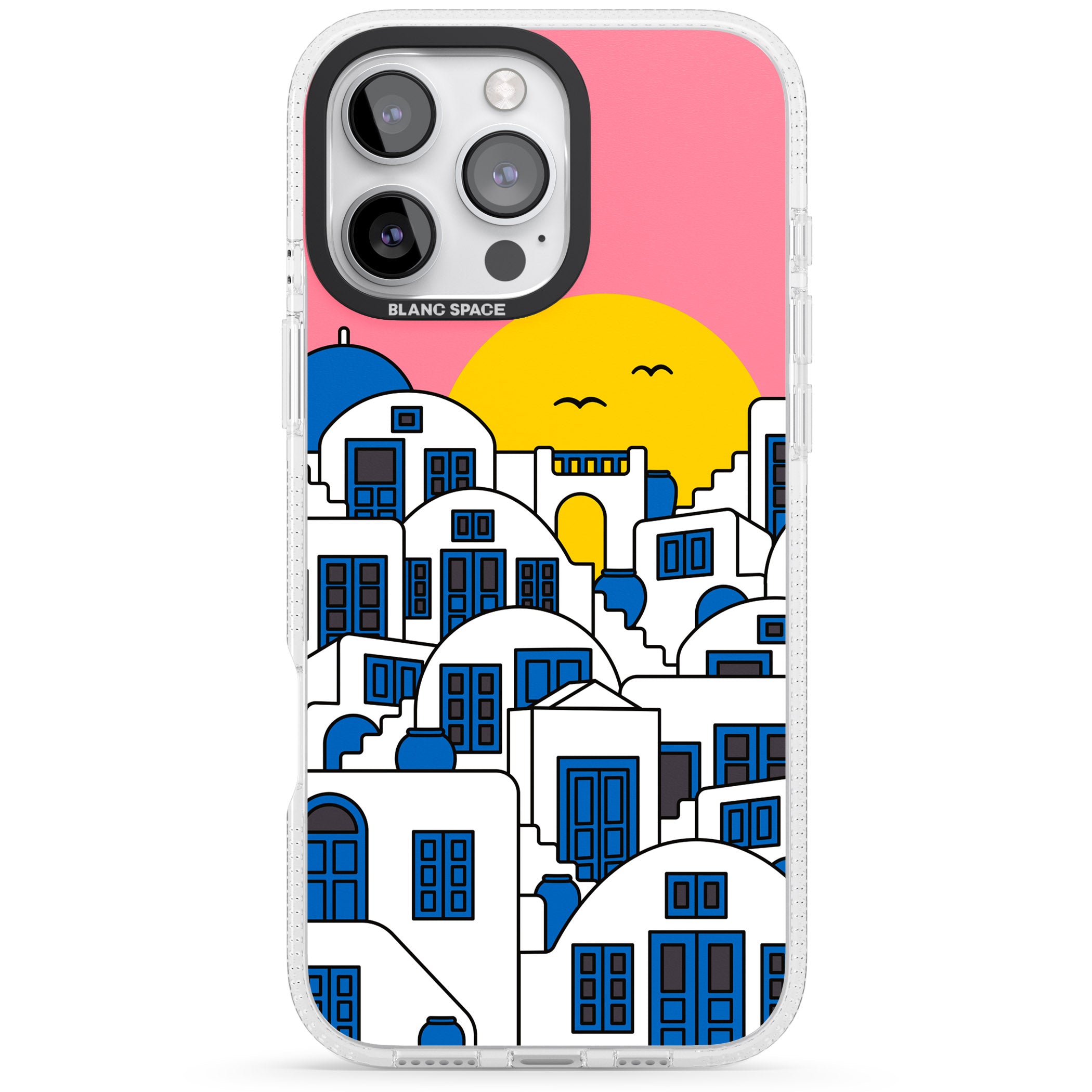 Santorini Sunset iPhone 16 Pro Max / 16 Pro Clear Case Impact Air - Blanc Space