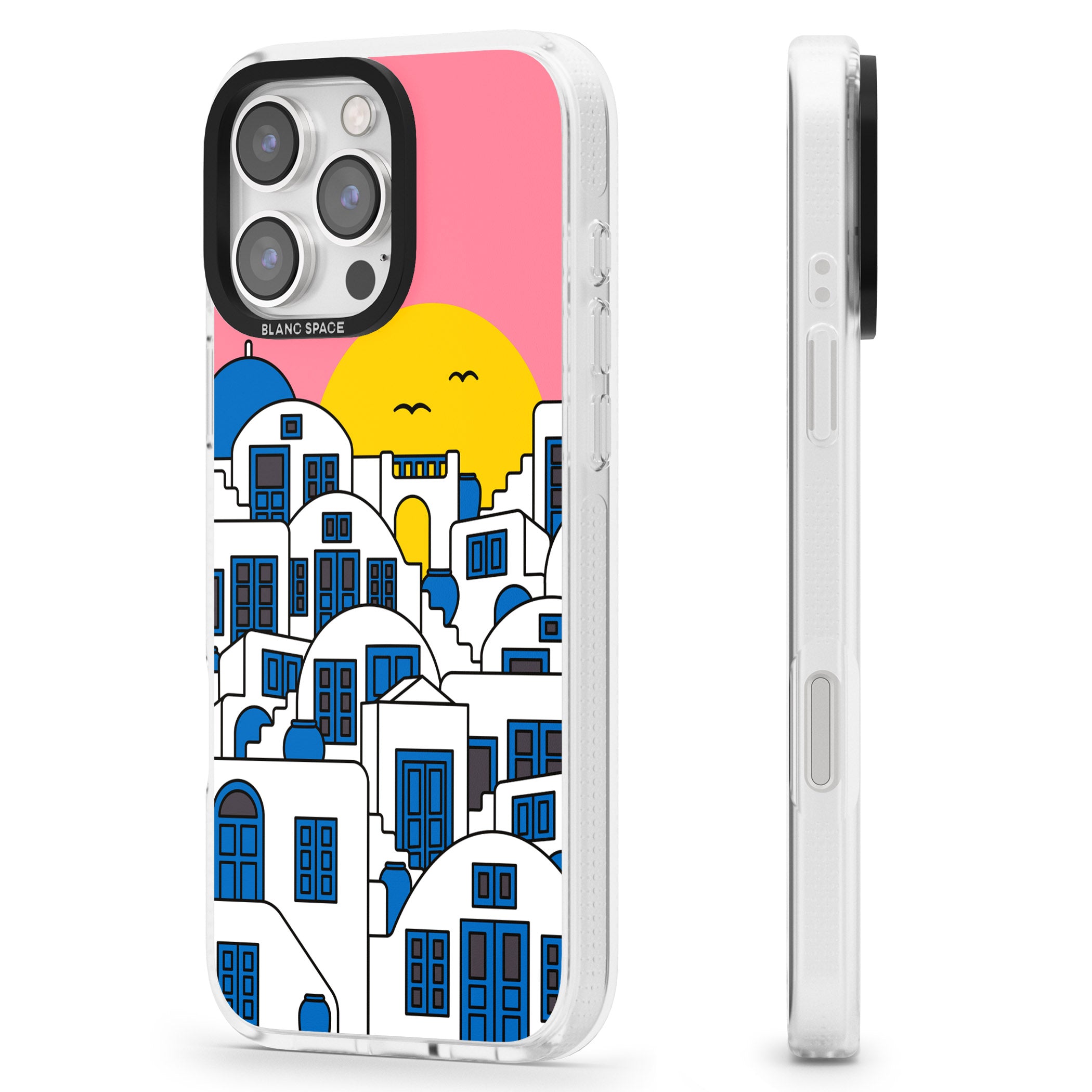 Santorini Sunset iPhone 16 Pro Max / 16 Pro Clear Case Impact Air - Blanc Space