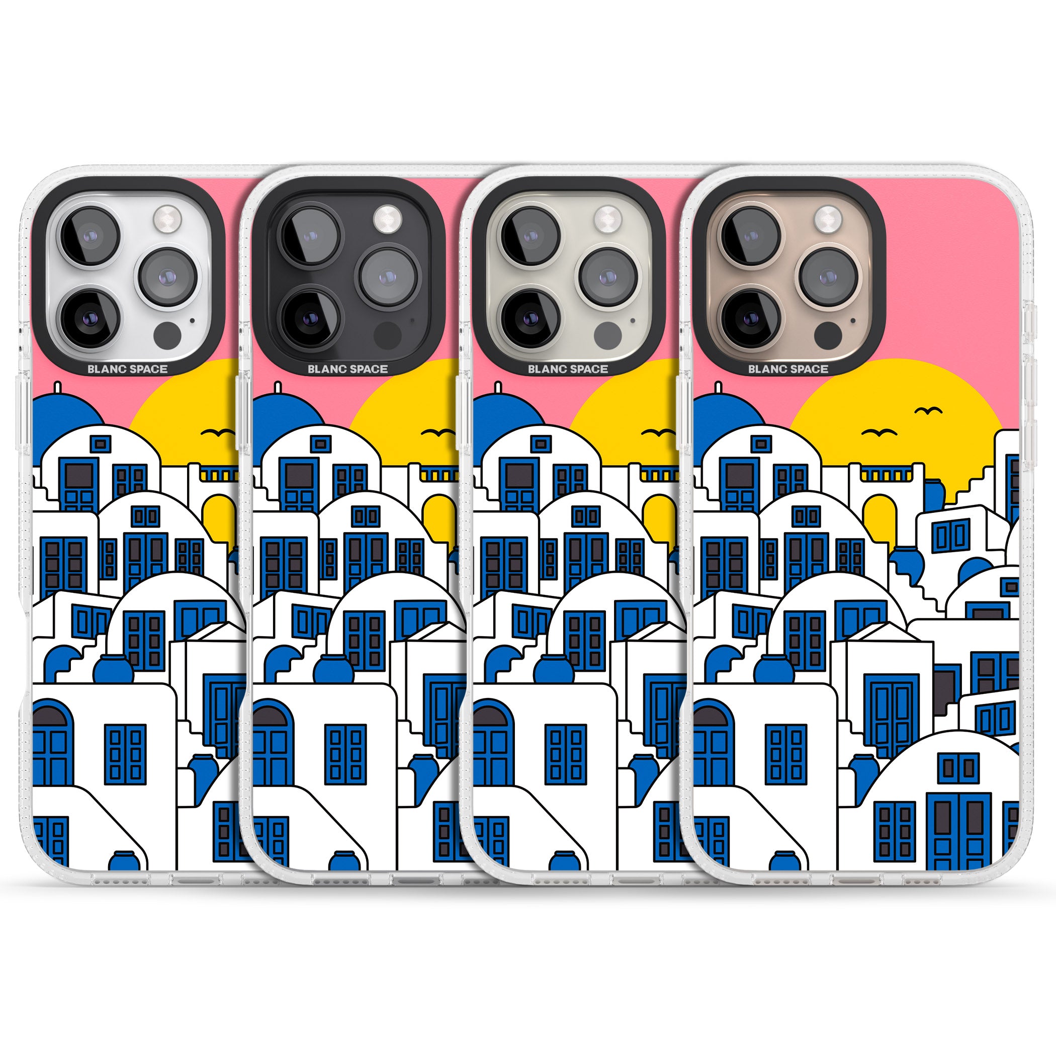 Santorini Sunset iPhone 16 Pro Max / 16 Pro Clear Case Impact Air - Blanc Space