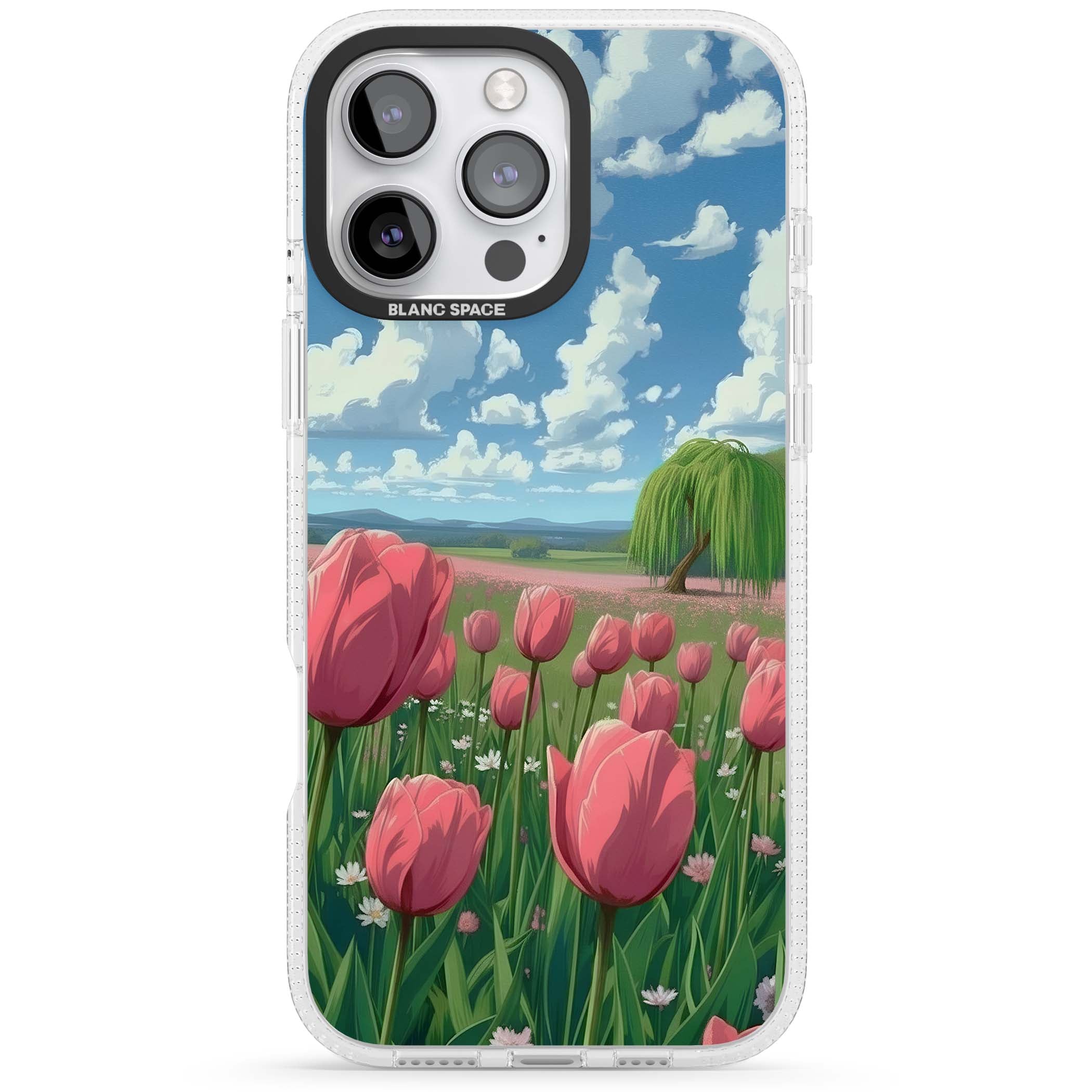 Willow By The Pink Tulips floral iPhone case | Clear Case Impact Air case for iPhone 16 Pro, iPhone 16 Pro Max