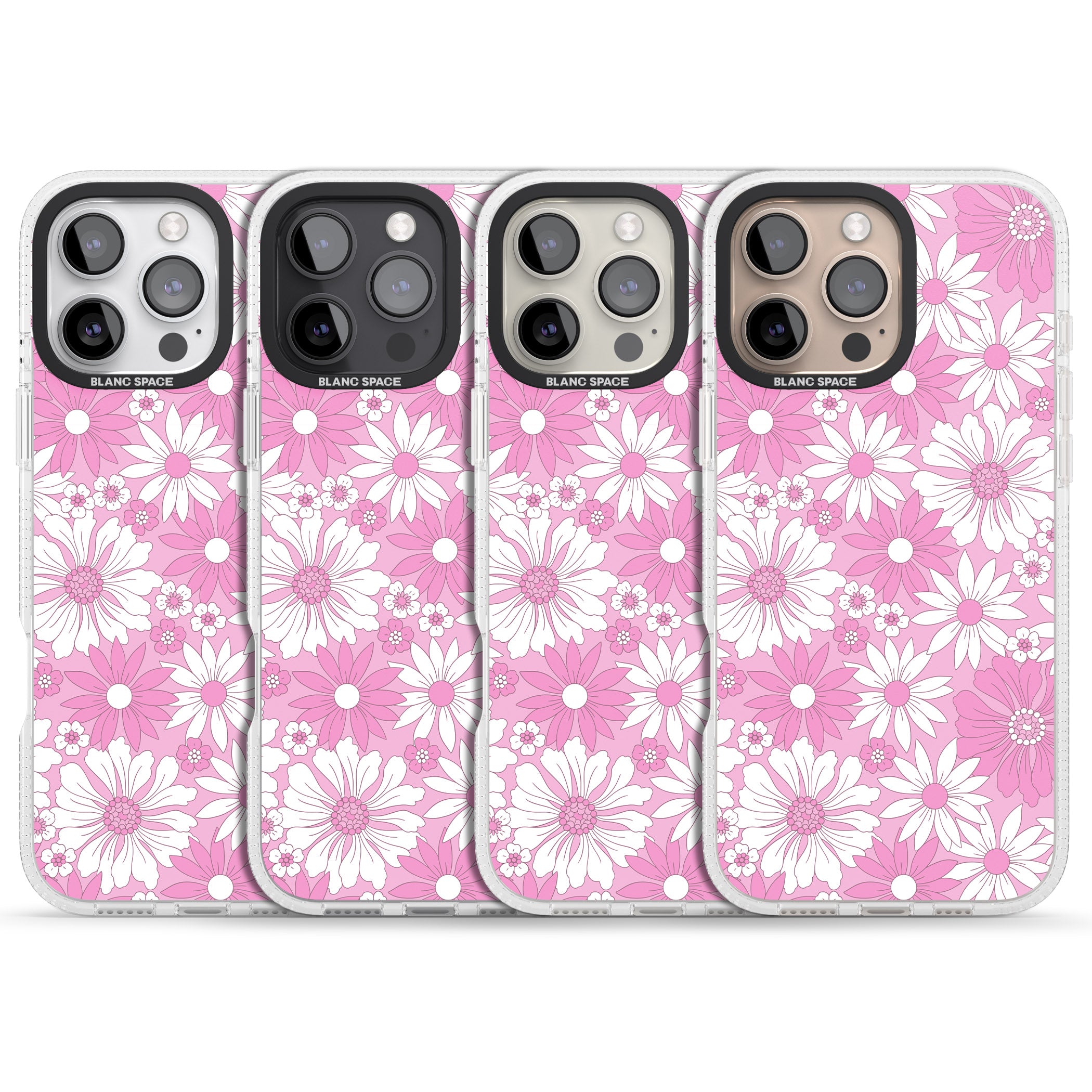 Pink & White Flowers iPhone 16 Pro Max / 16 Pro Clear Case Impact Air - Blanc Space