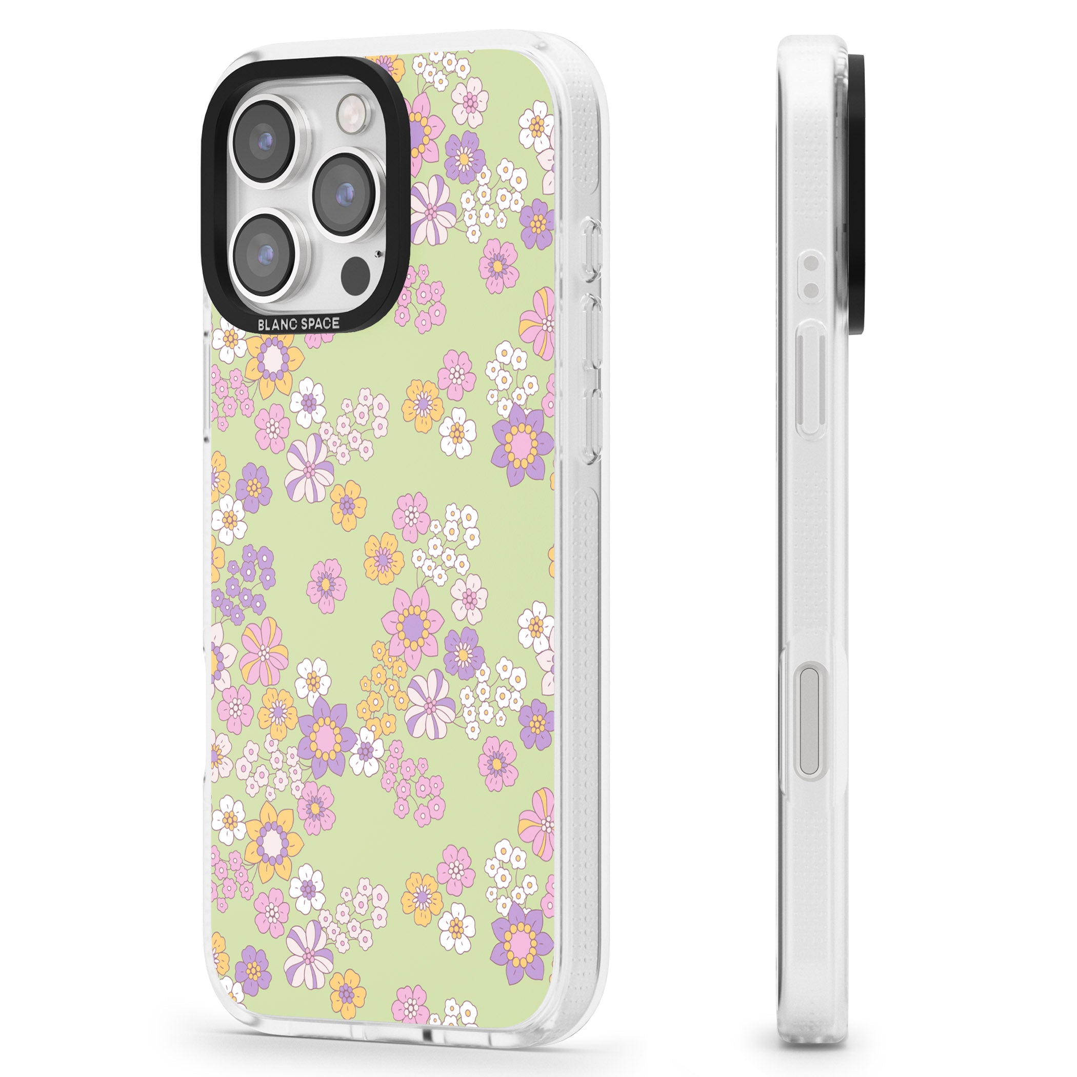 Grass Green Flowers iPhone 16 Pro Max / 16 Pro Clear Case Impact Air - Blanc Space