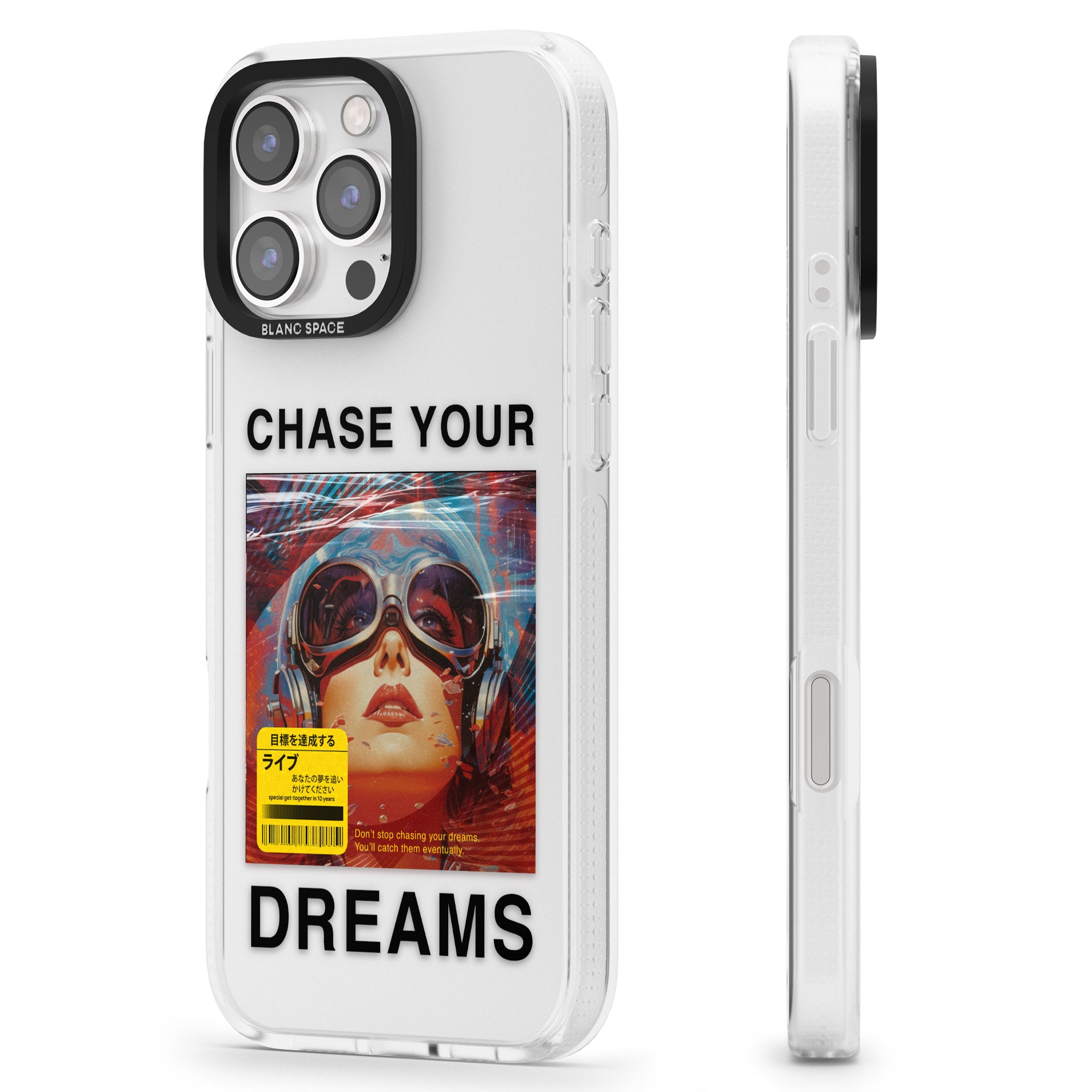 Chase Your Dreams iPhone 16 Pro Max / 16 Pro Clear Case Impact Air - Blanc Space
