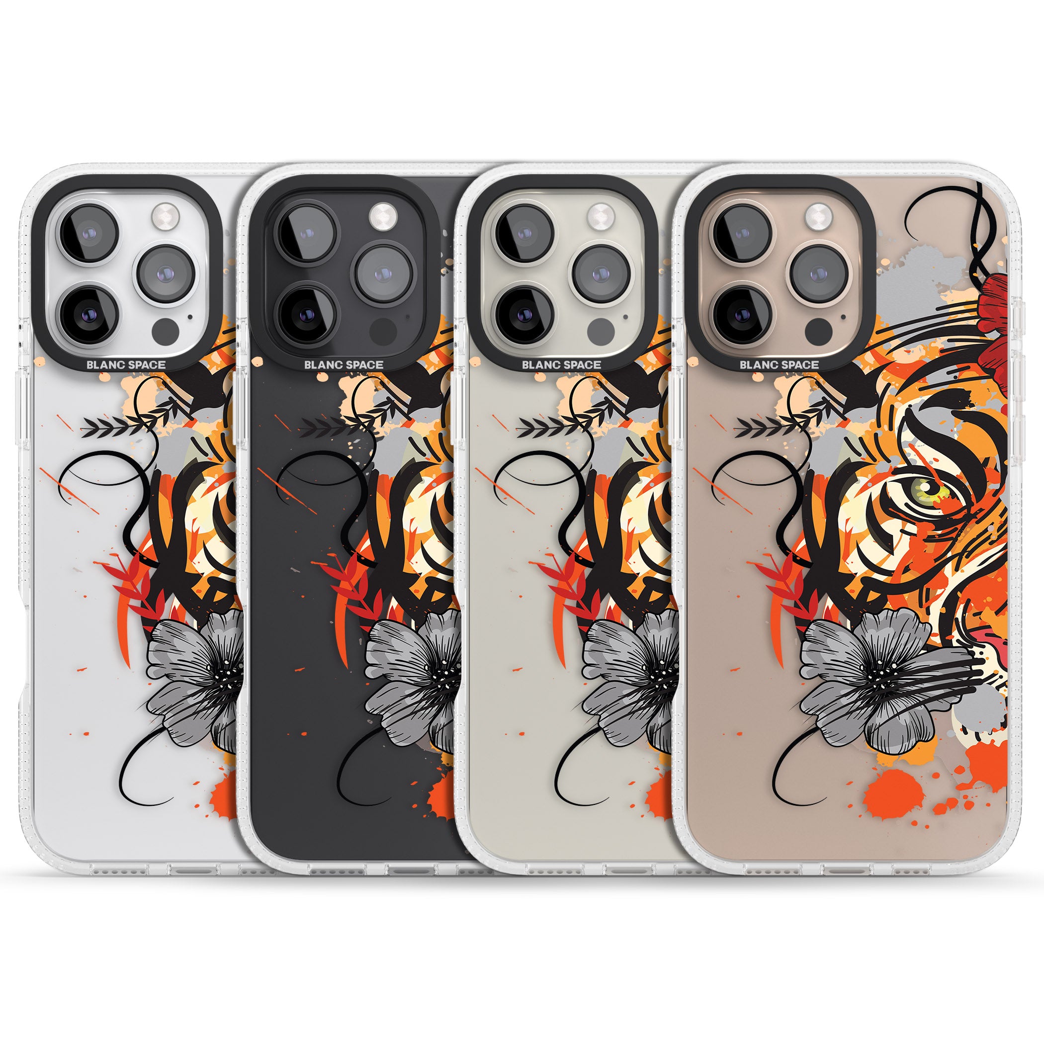 Sugar Skull Tiger iPhone 16 Pro Max / 16 Pro Clear Case Impact Air - Blanc Space
