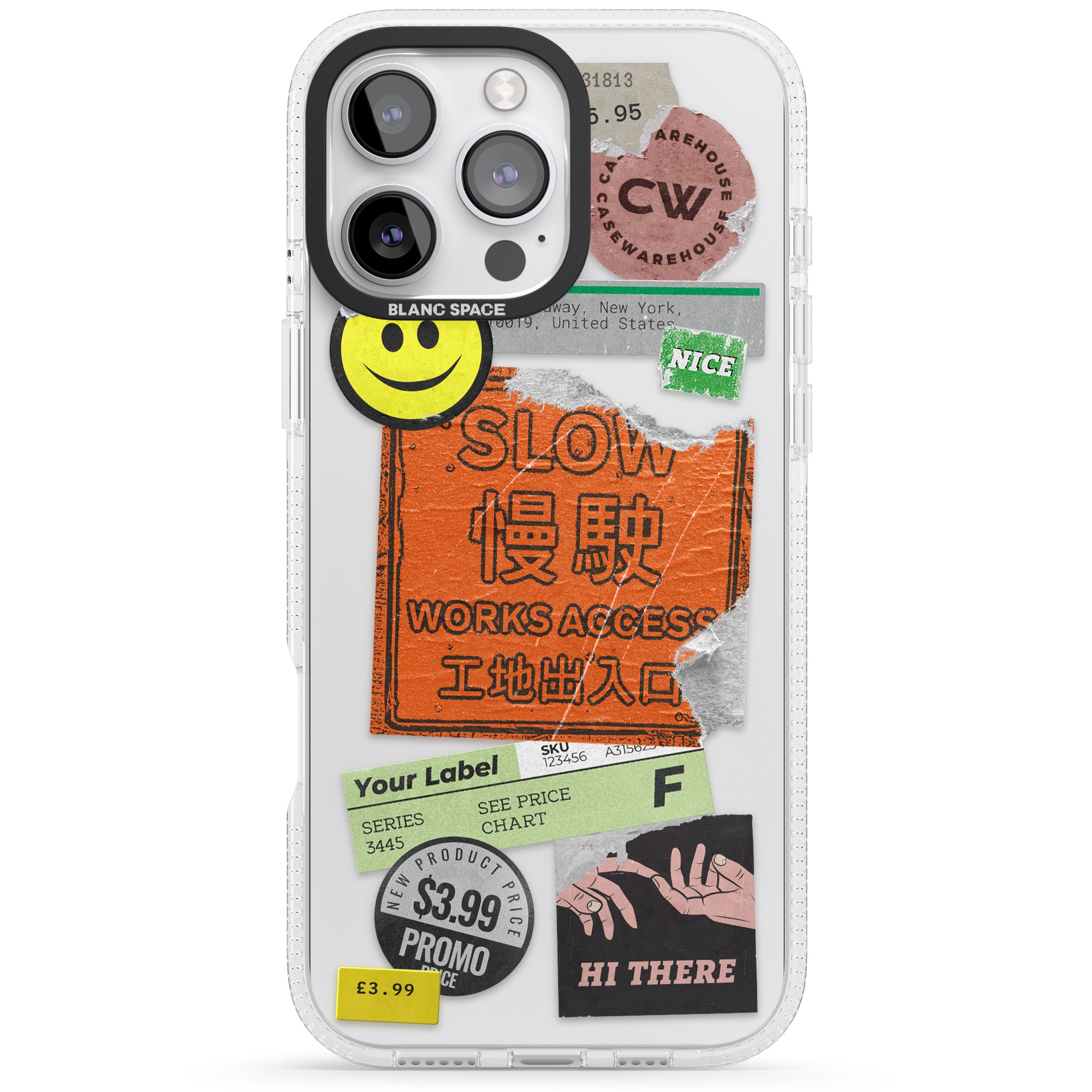 Kanji Signs Sticker Mix iPhone 16 Pro Max / 16 Pro Clear Case Impact Air - Blanc Space